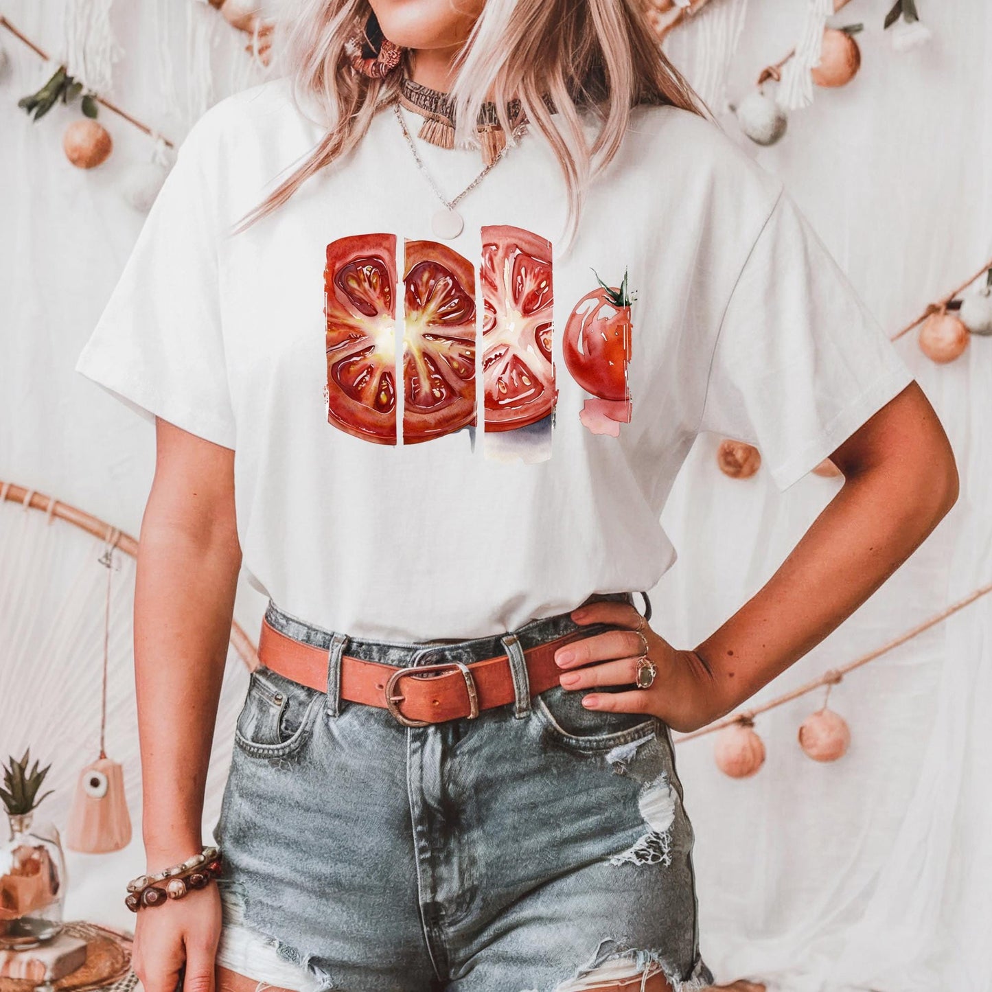 Freshly Cut Tomato Tee Unisex Cotton T Shirt Gardening Gift Vegan Style Casual Summer Wear Foodie Apparel Unique Gift For Men Women