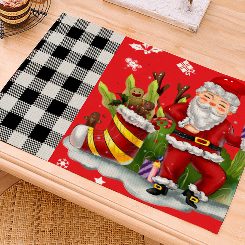 Christmas Cartoon Elk Printing Placemat Western Restaurant Insulation Multiple Options Table Cloth