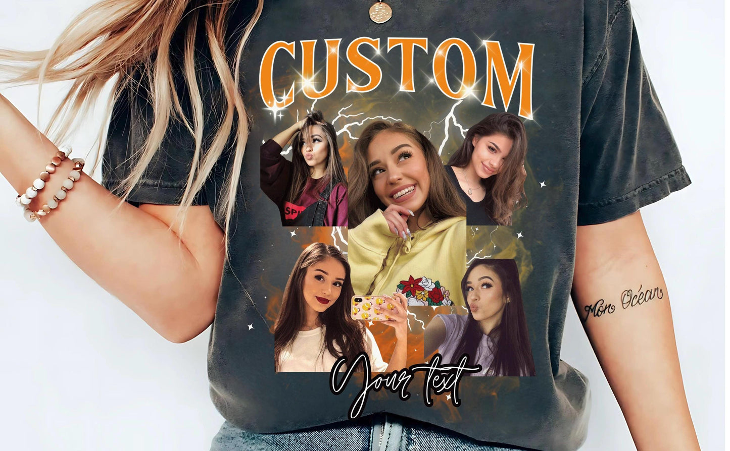 Custom Bootleg Tee Vintage 90s Graphic T Shirt Retro Rap Style Personalized Insert Your Photo Design Unique Outfit Custom Gift For Men Women