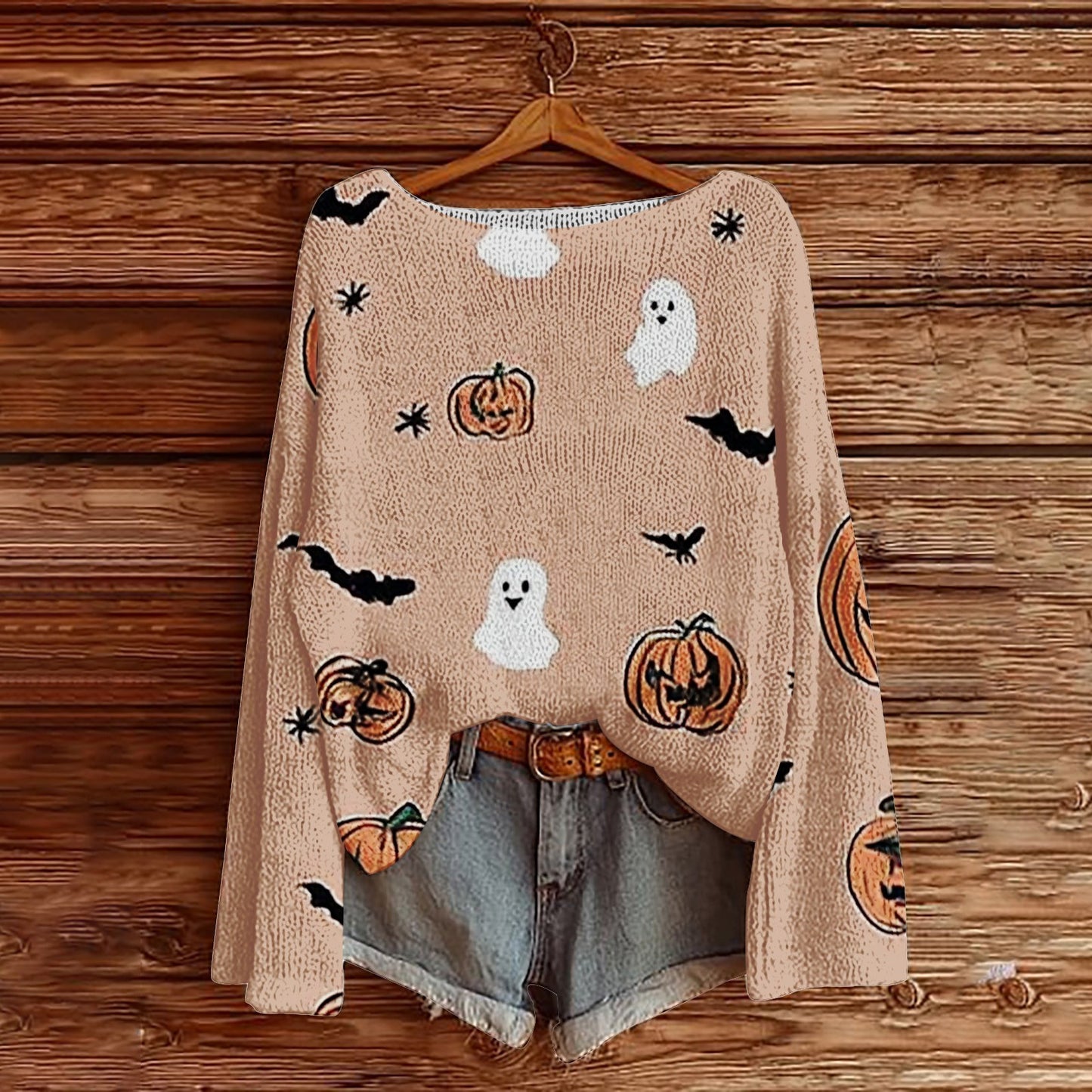Halloween Printed Loose Long Sleeves Sweater