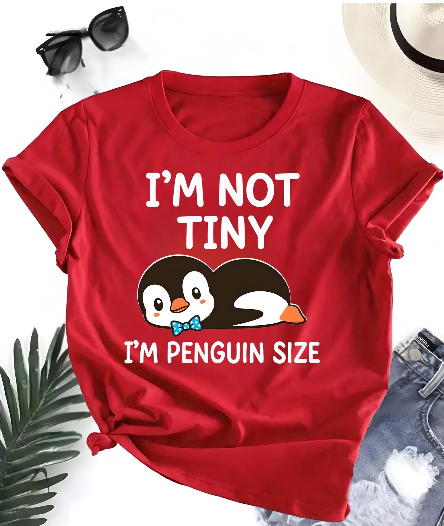 Funny Penguin T Shirt Im Not Tiny Im Penguin Size Cute Cartoon Graphic Tee Unisex Casual Top Penguin Lover Shirt Geek Nerd Gift For Him Her