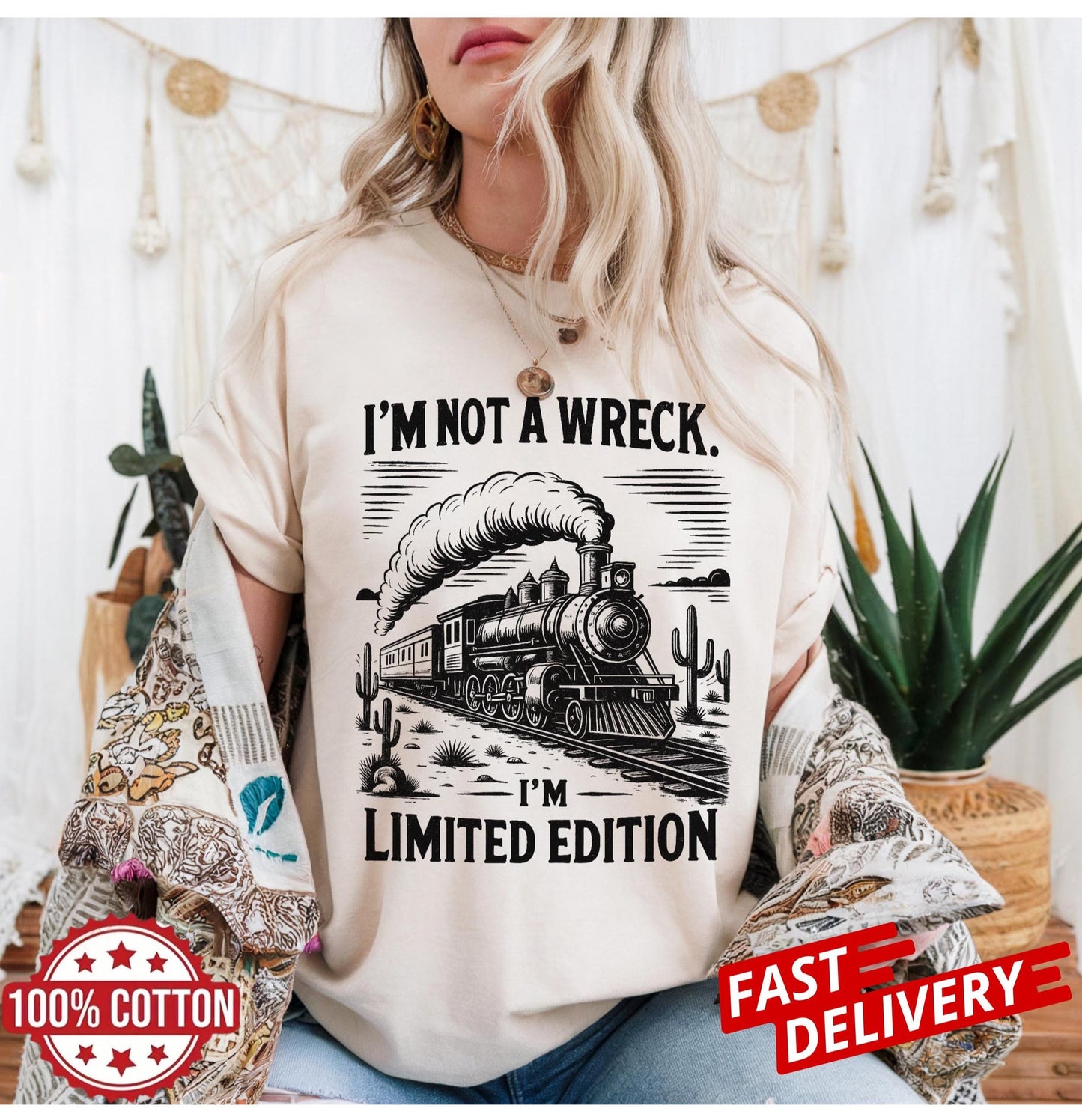 Funny Sarcastic Train T Shirt Im Not A Wreck Limited Edition Vintage Design Unisex Railroad Tee Novelty Graphic Top Casual Humor Gift