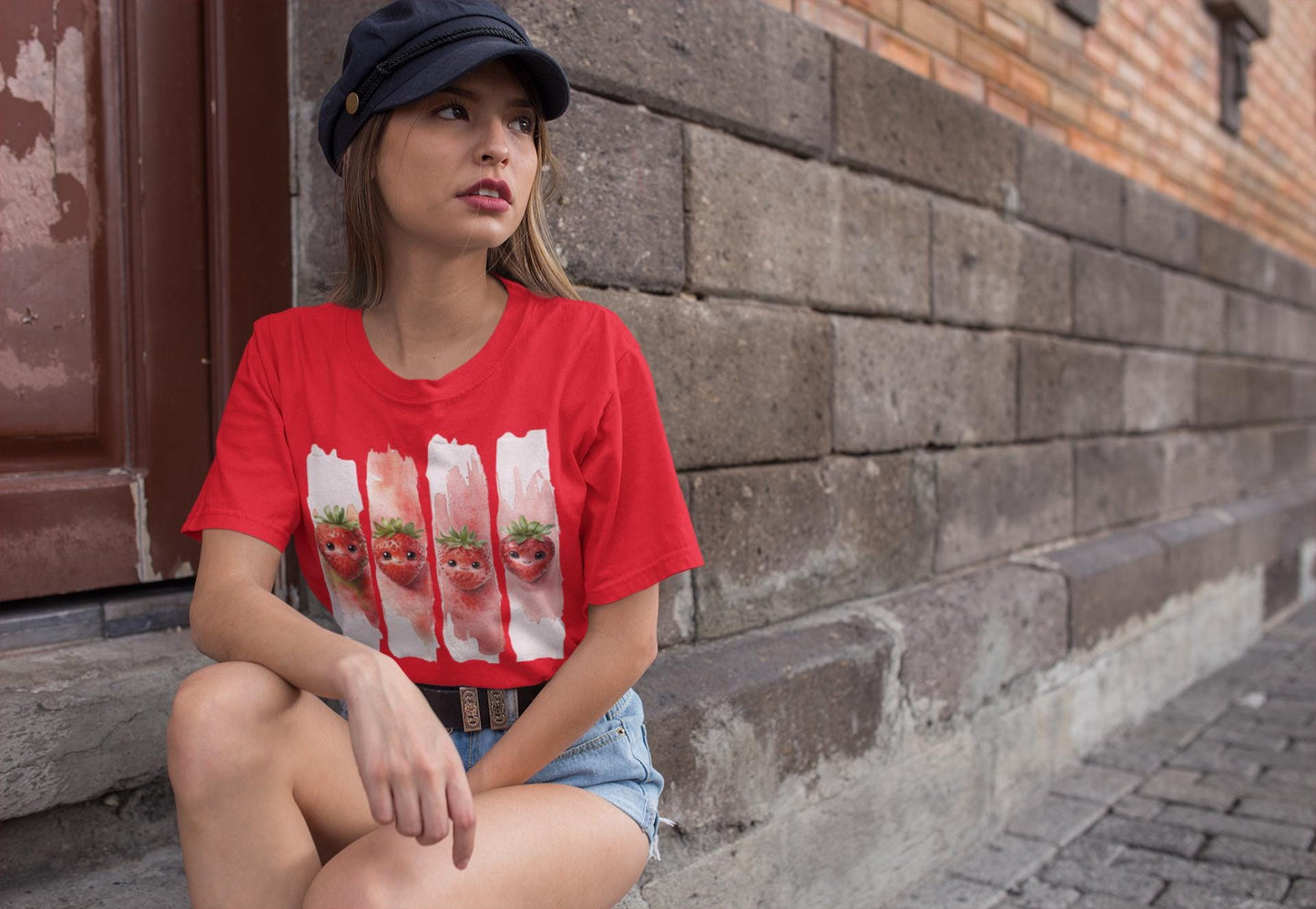 Cute Strawberry Tee , Funny Graphic Tee, Unique Unisex Shirt, Cute Summer Wear, Great Gift for Food Lovers, Sweet Berry Graphic T Shirt