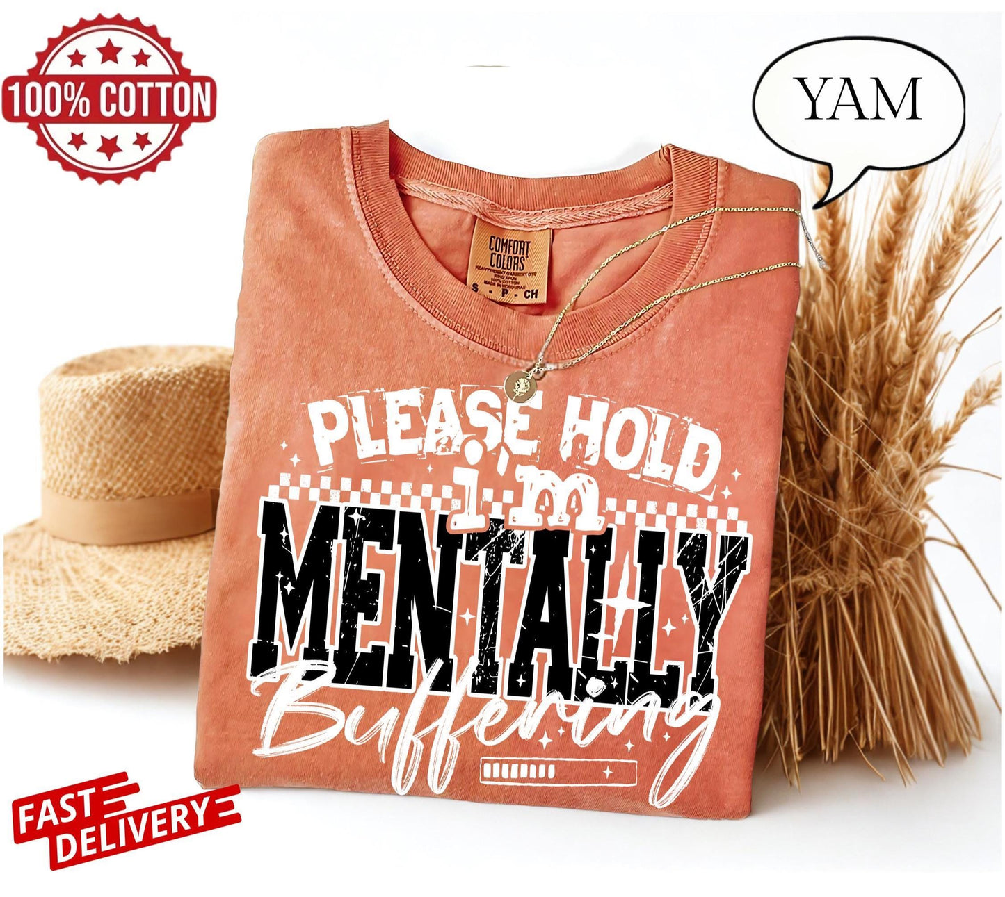 Funny mental lag t-shirt for introverts, sarcastic quote cotton tee oversized fit, anxiety buffering relatable humor shirt