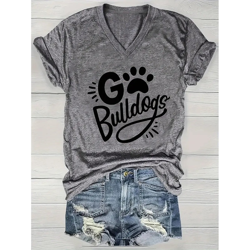 Women's Cute Dog Paw Print Short Sleeve T-Shirts Casual Dog Lover Tee Blouse