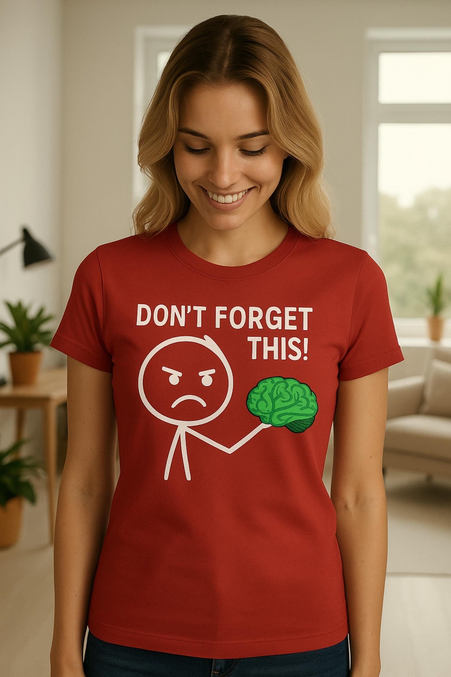 Dont Forget Funny Brain T Shirt Unisex Graphic Tee Stick Figure Cartoon Design Psychology Shirt Geek Nerd Top Smart Gift For Friends Him Her