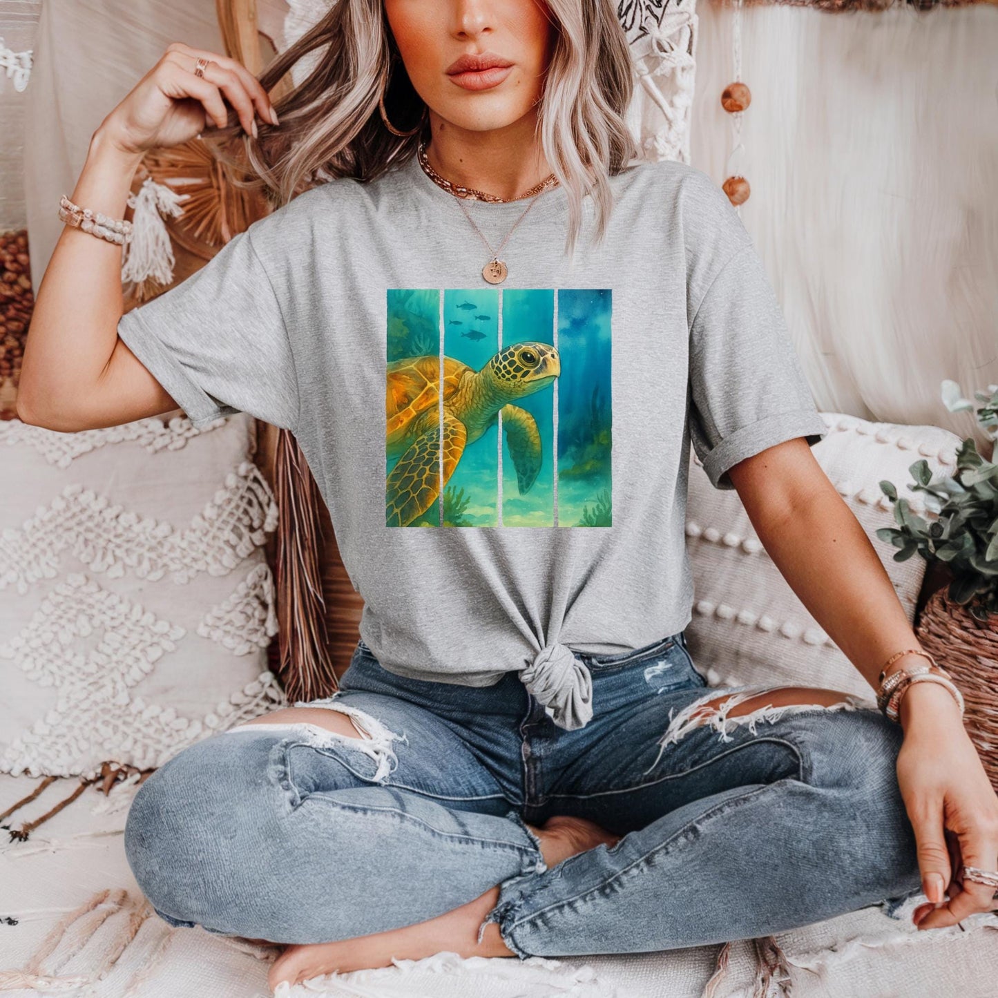 Sea Turtle Unisex Heavy Cotton Tee, Ocean Lover Gift, Eco-Friendly T-Shirt, Sea Life Apparel, Beach Vacation Outfit, Gift for Turtle Lovers