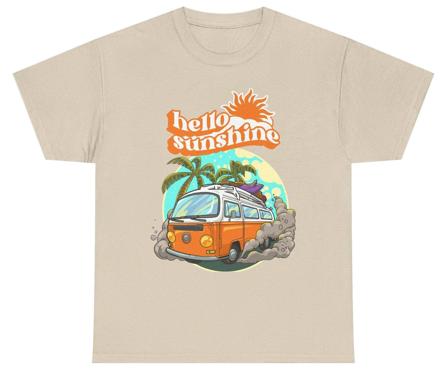 Sunshine Van T-Shirt – Unisex Heavy Cotton Tee – Retro Van Graphic Shirt – Vintage Style Summer Tee – Gift for Van Life Lovers