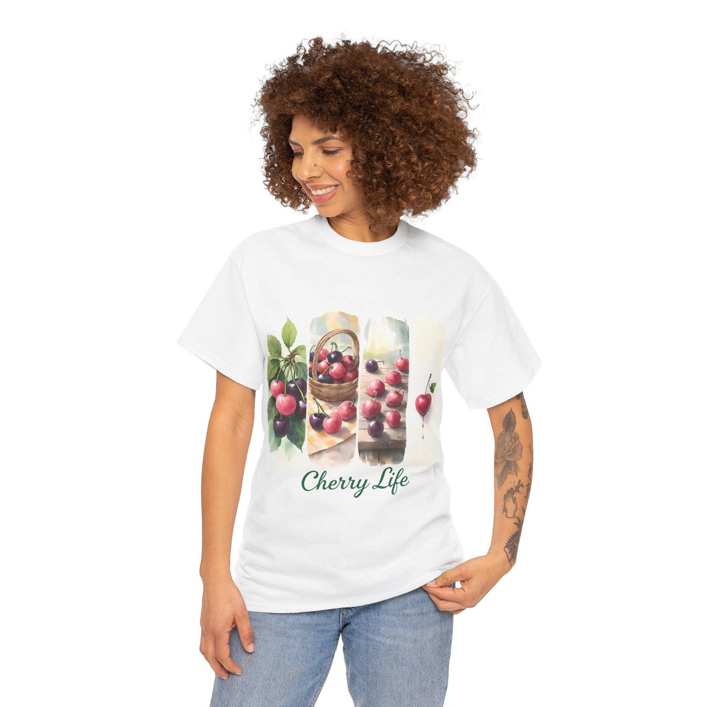 Cherry Life Unisex Heavy Cotton Tee | Summer Vibes, Gift for Fruit Lovers, Casual Wear, Gardening Shirt, Nature Enthusiast Apparel