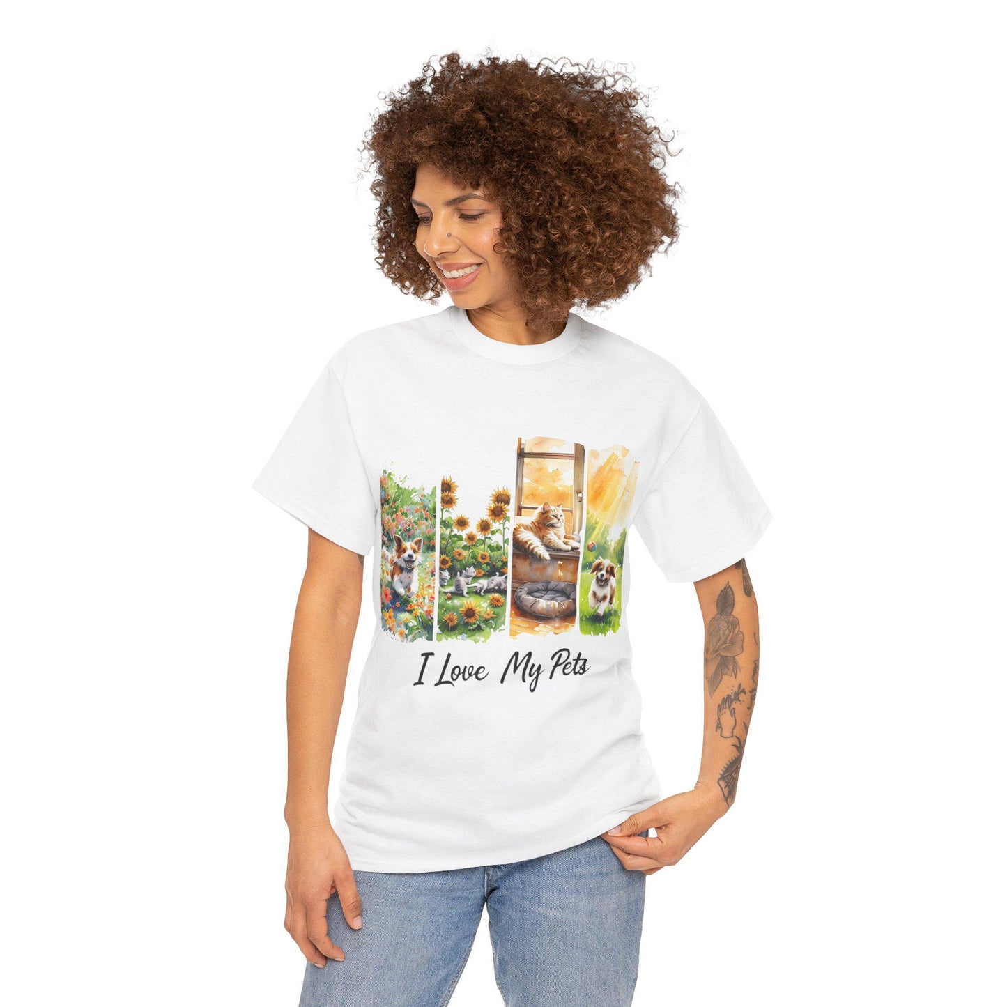 Unisex Heavy Cotton Tee with 'I Love My Pets' Design - Perfect Gift for Pet Lovers, Casual Wear, Animal Lovers, Gift for Friends, [...]