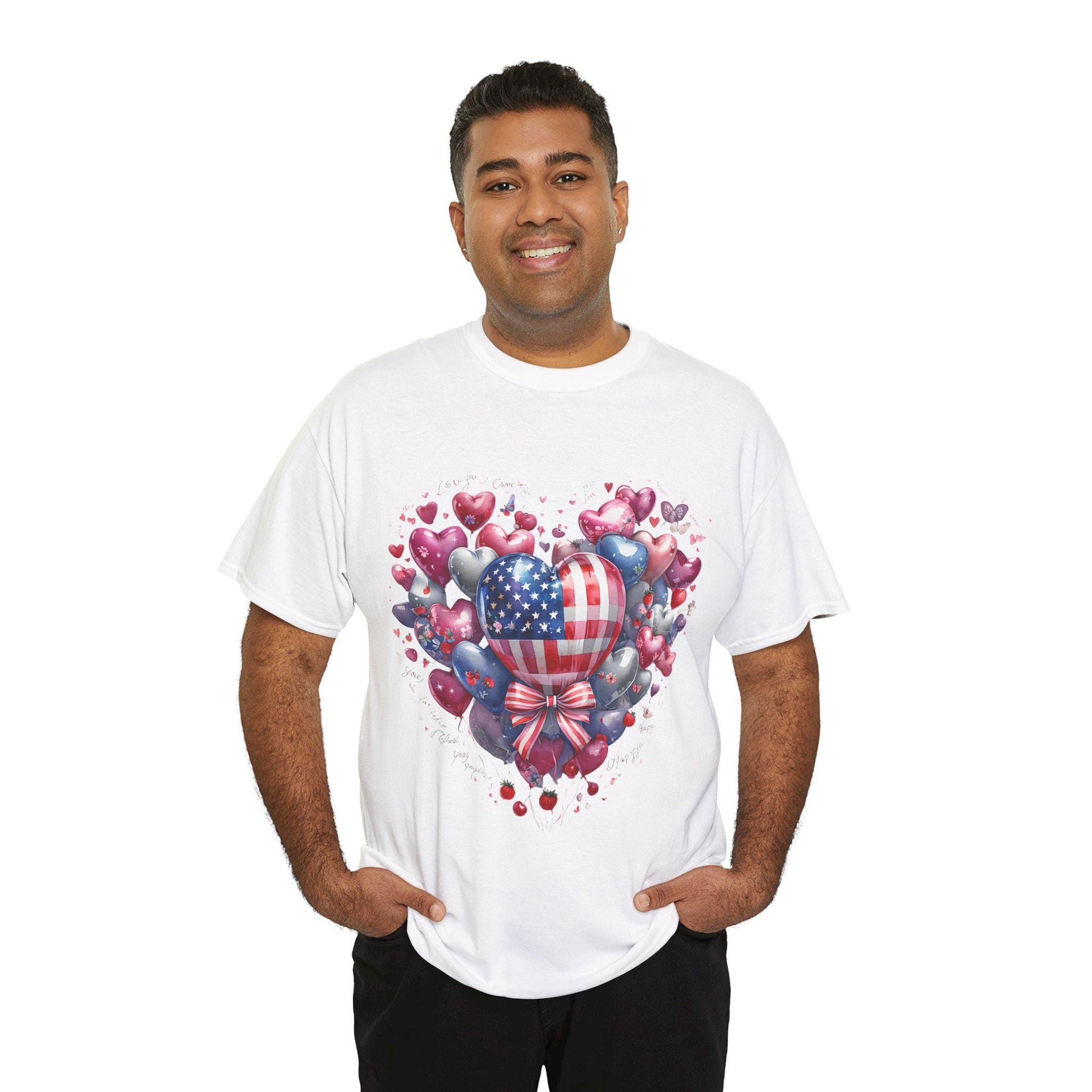 Love Heart Balloons and Fruit Tee, Cute Valentine's Day Shirt, Amore T-Shirt, Romantic Italian Tee, Heart Shape Balloons Shirt, Love Letter