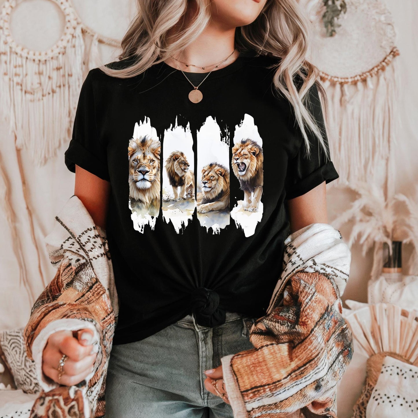Majestic Lion Unisex Heavy Cotton Tee Animal Lovers Gift Wildlife T Shirt Nature Apparel Casual Everyday Wear, Big Cat Lover Gift