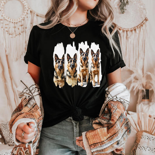 Unisex Dog Lover Cotton Tee, Majestic German Shepherd Dog Art Print, Pet Shirt, Animal Lover Gift, Graphic Tee for Dog Owners, Casual Wear