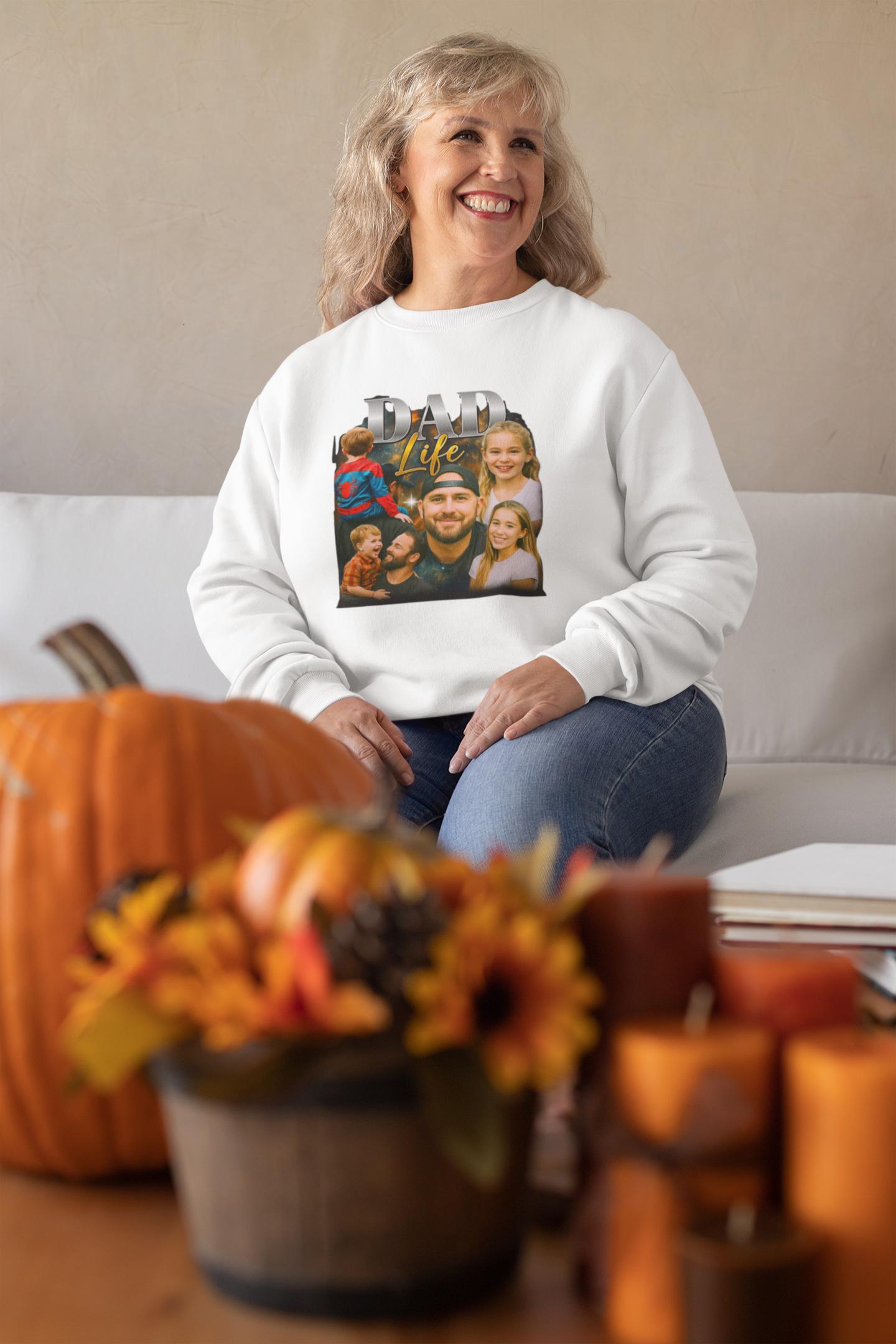 Dad Life Crewneck Sweatshirt, Cozy Pullover for Dads, Funny Sweatshirt, Family Gift, Casual Wear, Perfect for Any Occasion