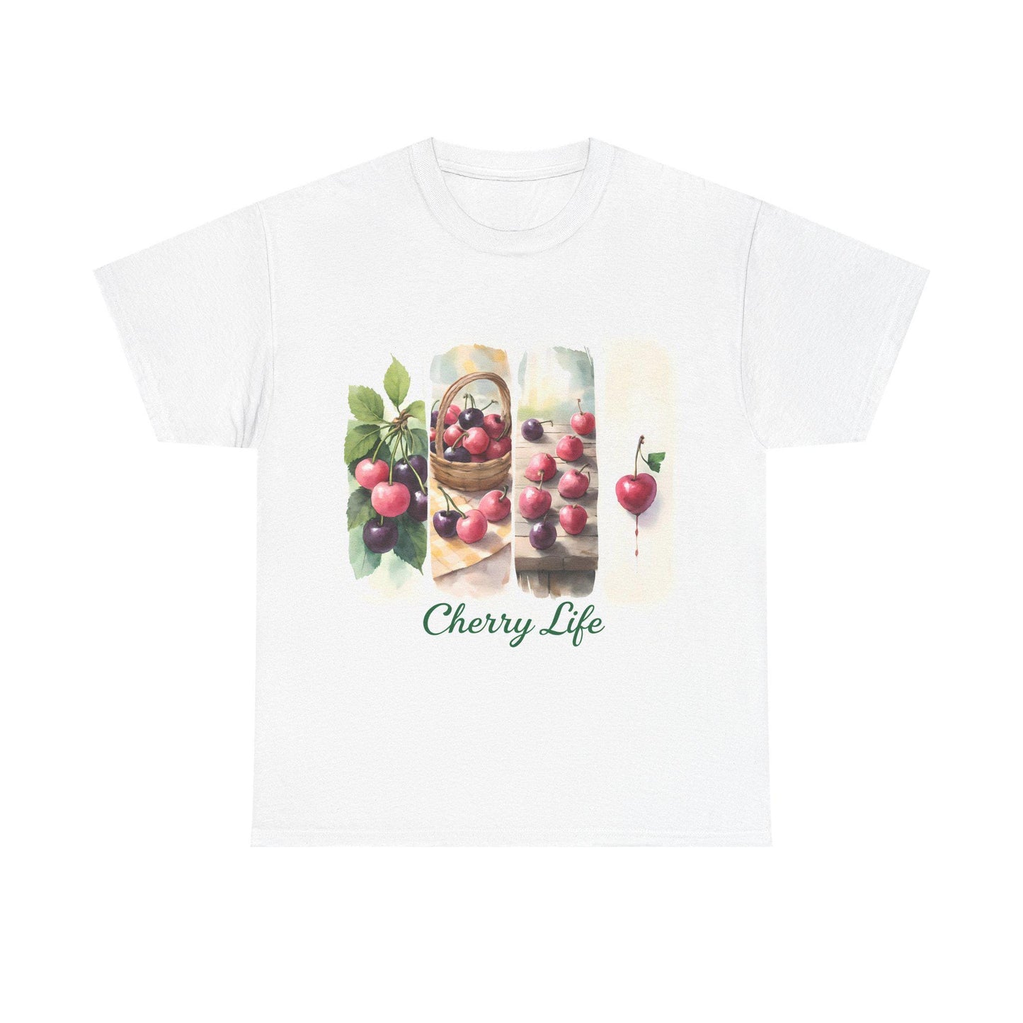 Cherry Life Unisex Heavy Cotton Tee | Summer Vibes, Gift for Fruit Lovers, Casual Wear, Gardening Shirt, Nature Enthusiast Apparel