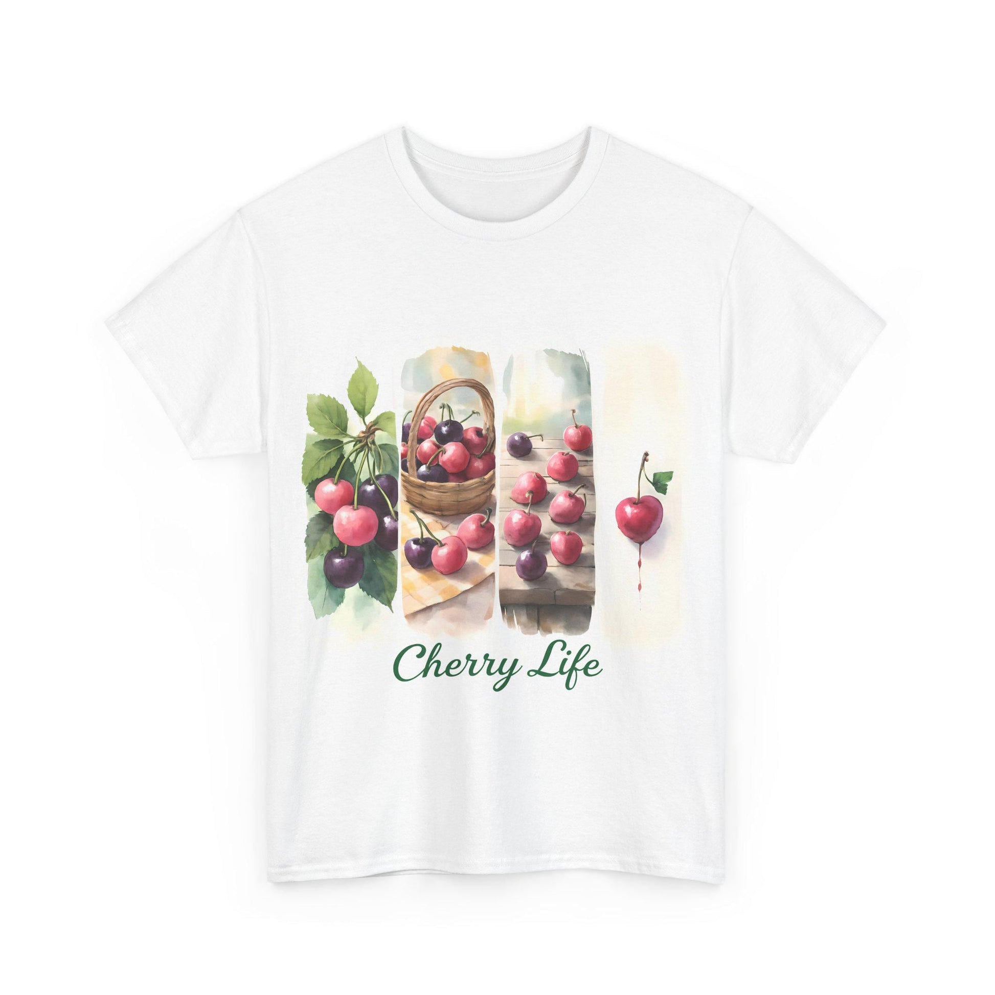 Cherry Life Unisex Heavy Cotton Tee | Summer Vibes, Gift for Fruit Lovers, Casual Wear, Gardening Shirt, Nature Enthusiast Apparel