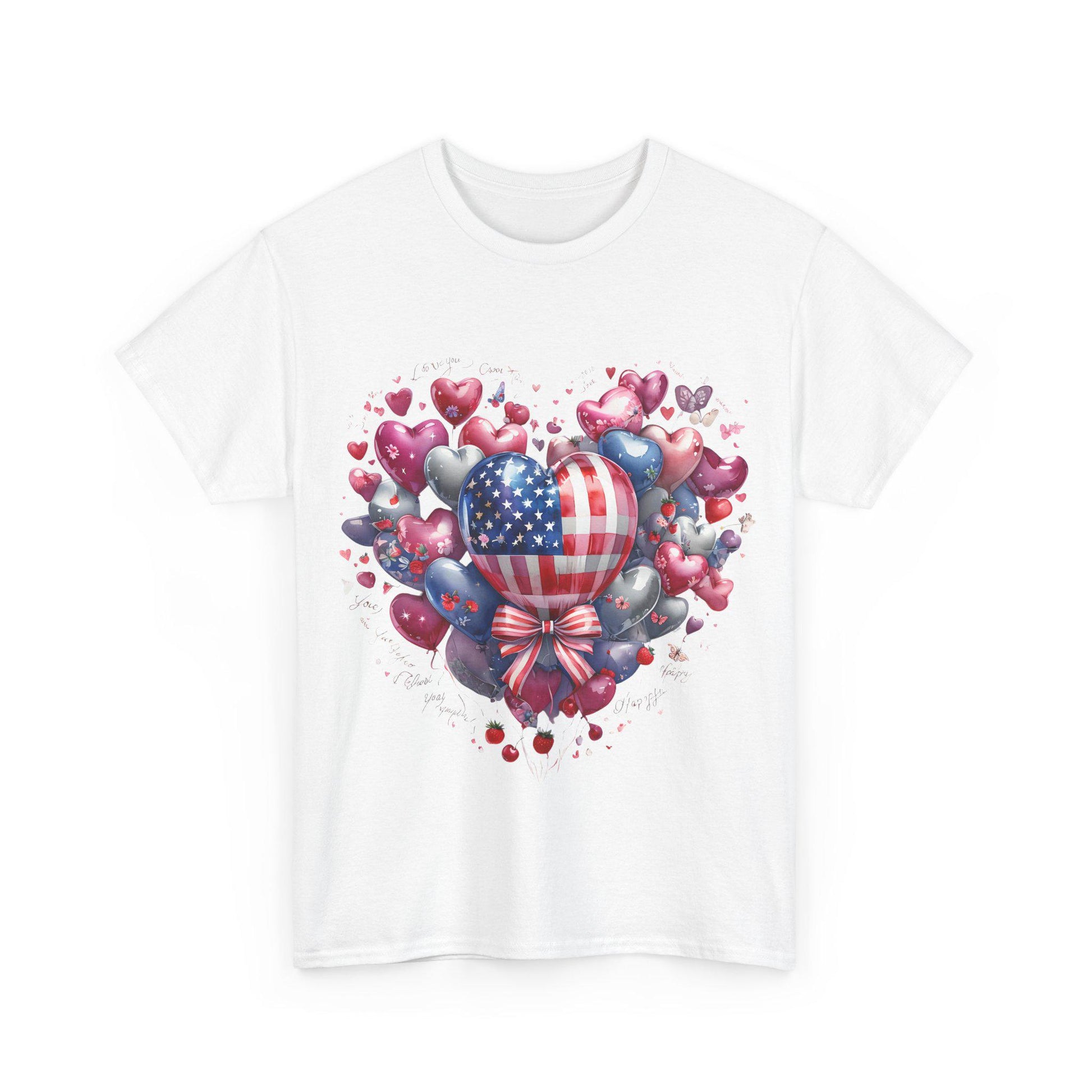 Love Heart Balloons and Fruit Tee, Cute Valentine's Day Shirt, Amore T-Shirt, Romantic Italian Tee, Heart Shape Balloons Shirt, Love Letter