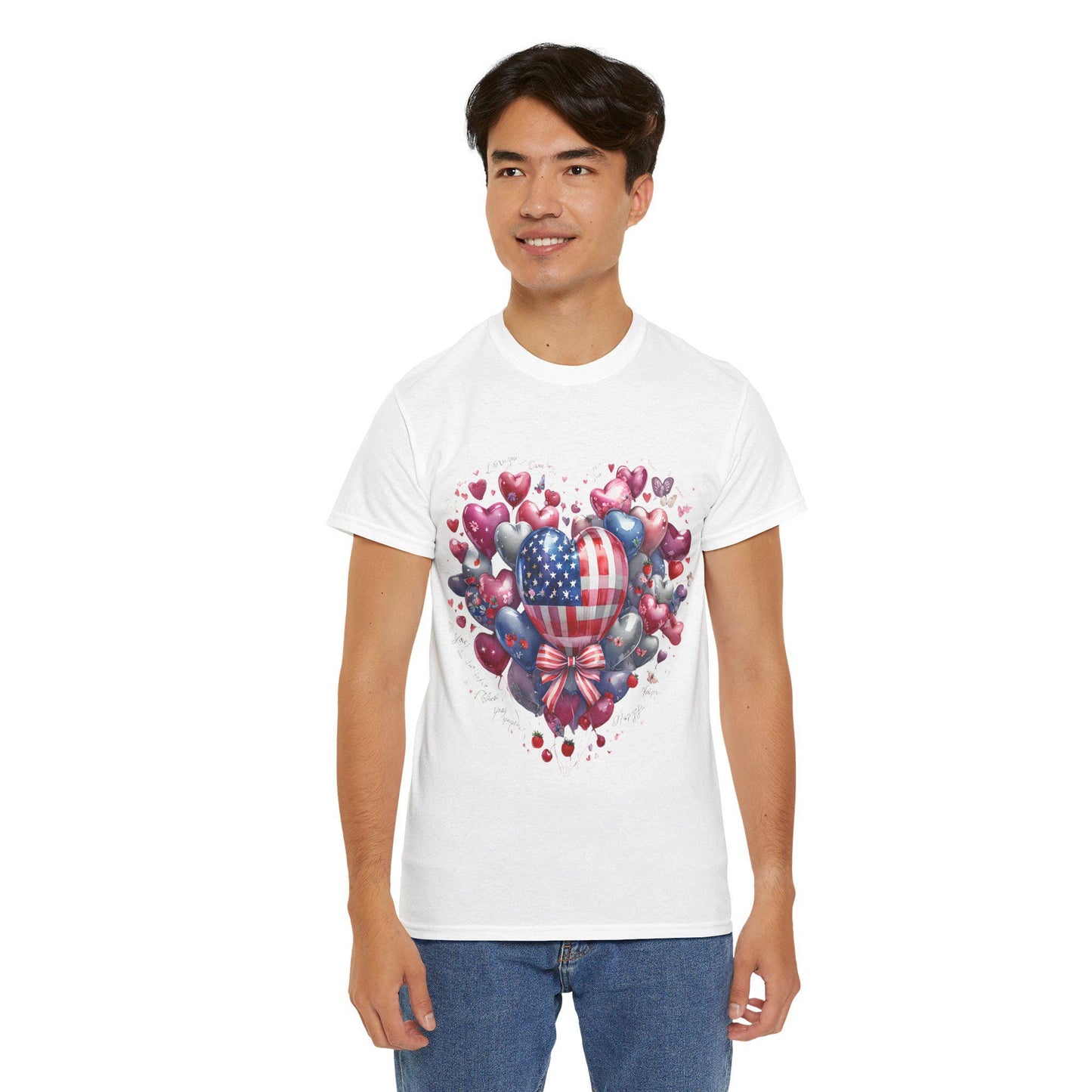 Love Heart Balloons and Fruit Tee, Cute Valentine's Day Shirt, Amore T-Shirt, Romantic Italian Tee, Heart Shape Balloons Shirt, Love Letter