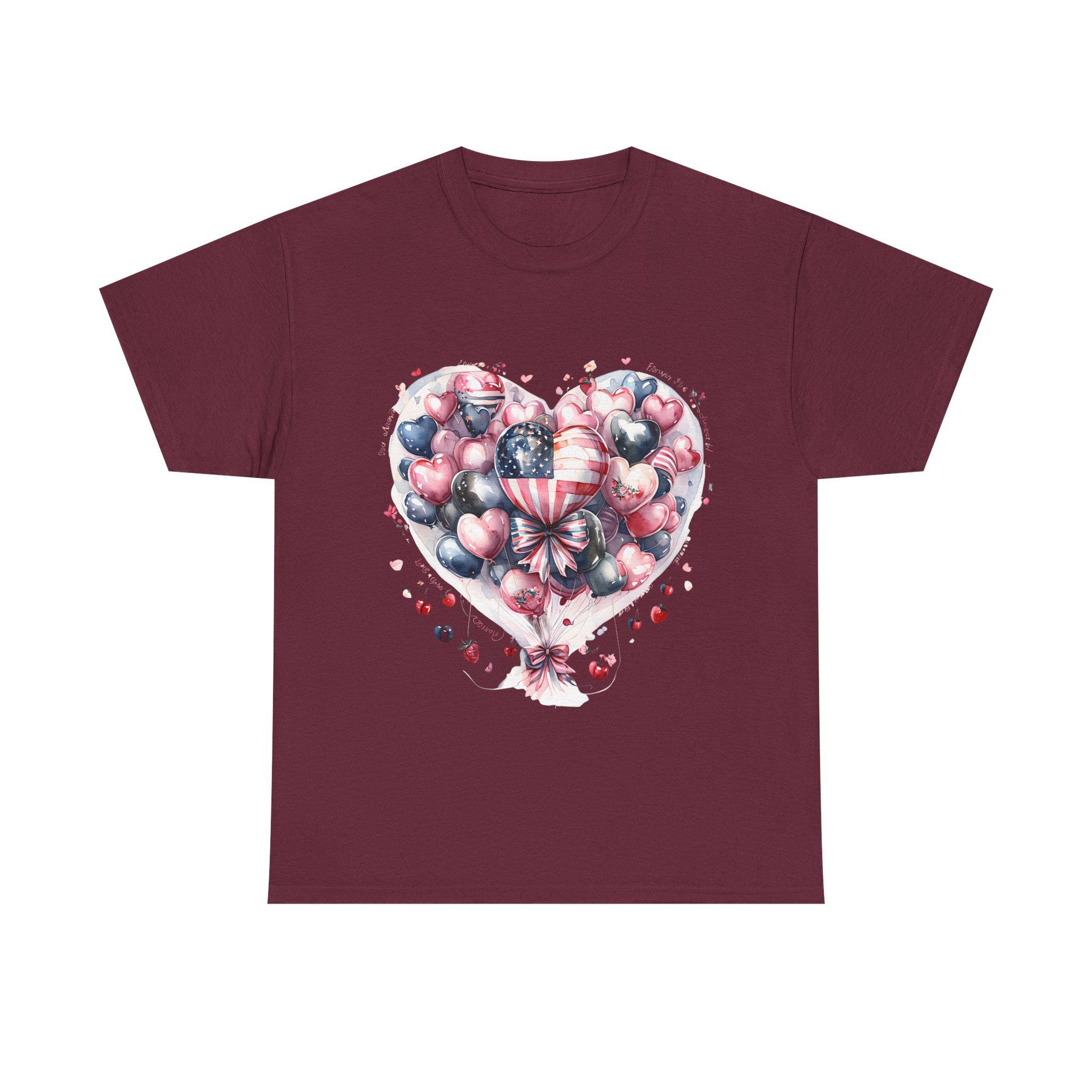 Patriotic Heart Tee, Unisex Cotton T-Shirt, American Pride Apparel, Valentine's Day Gift, Festive Love Tee