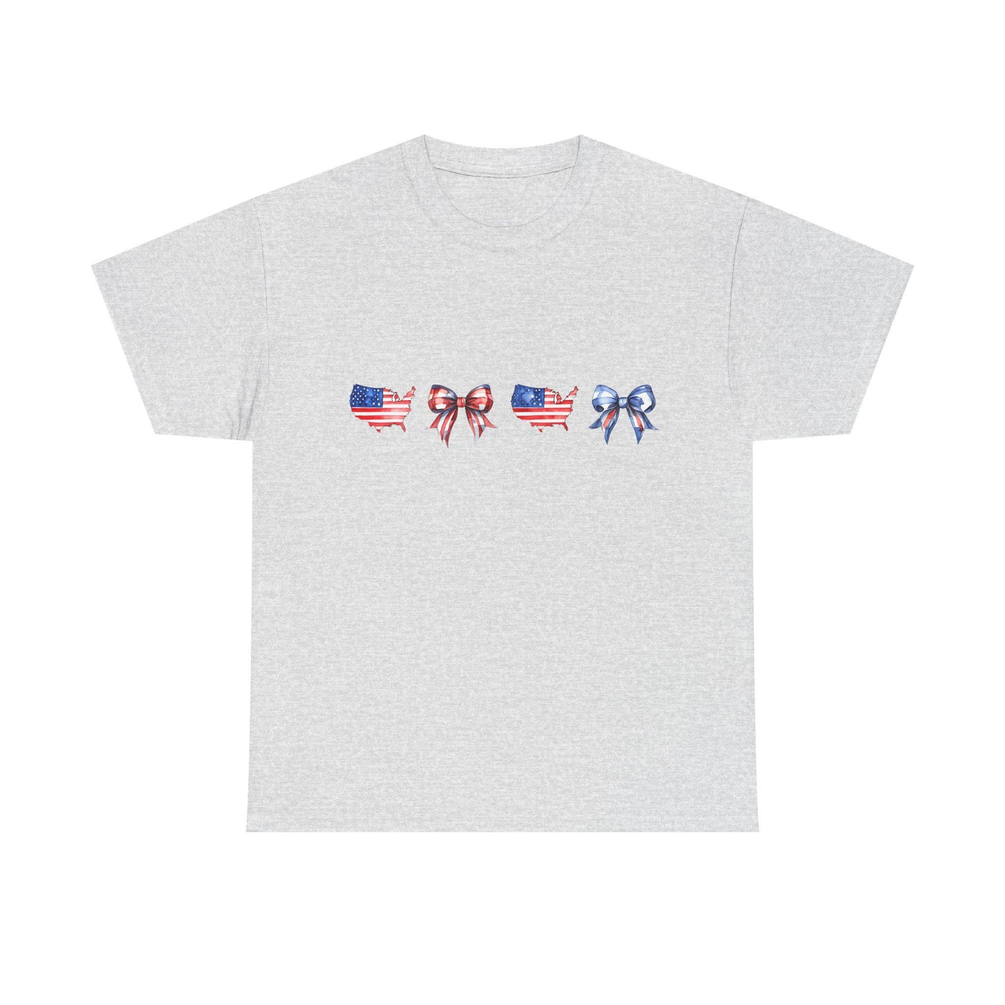 Unisex Cotton T-Shirt with Patriotic Bow Design | Perfect for 4th of July, Memorial Day, BBQs, Casual Wear, Gifts