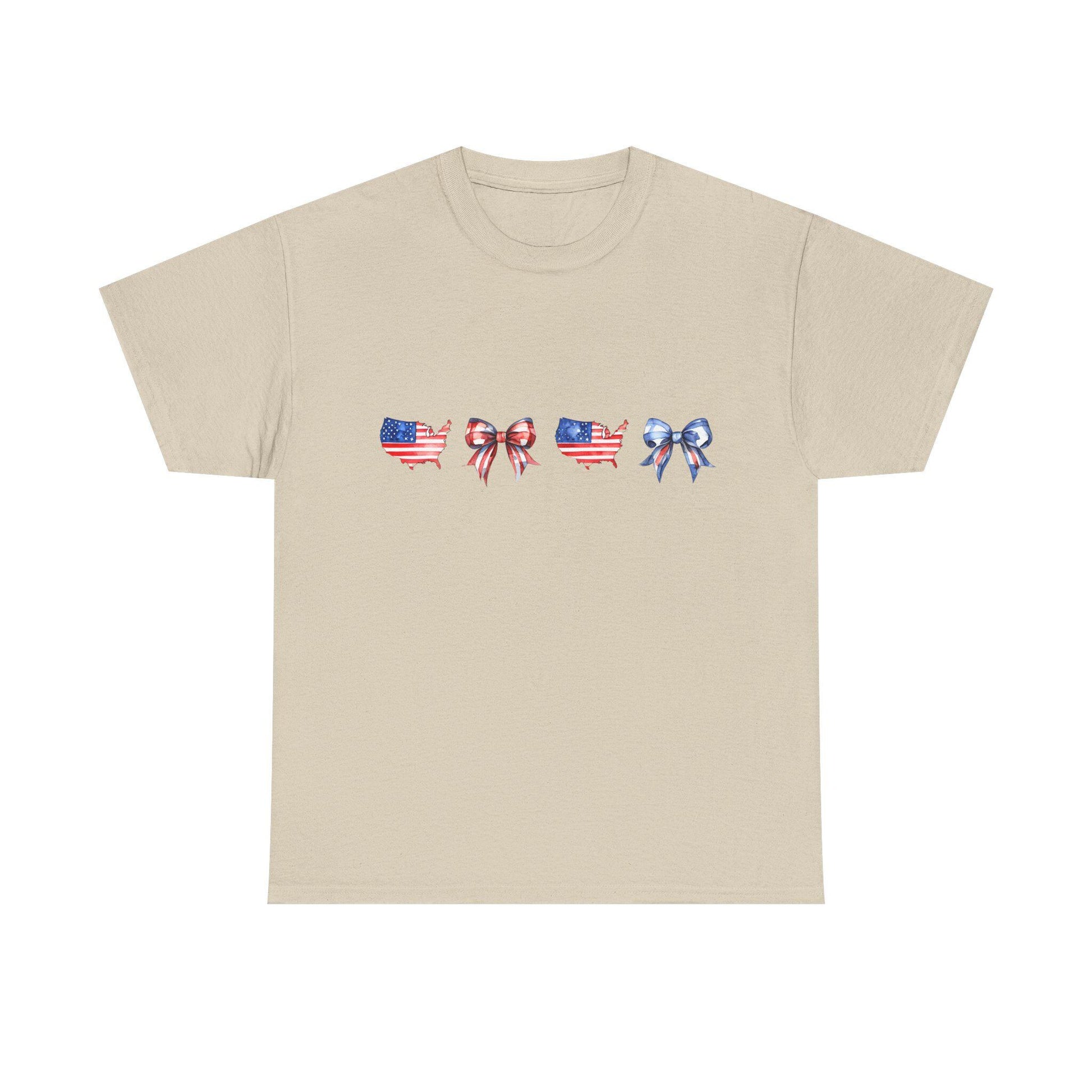 Unisex Cotton T-Shirt with Patriotic Bow Design | Perfect for 4th of July, Memorial Day, BBQs, Casual Wear, Gifts