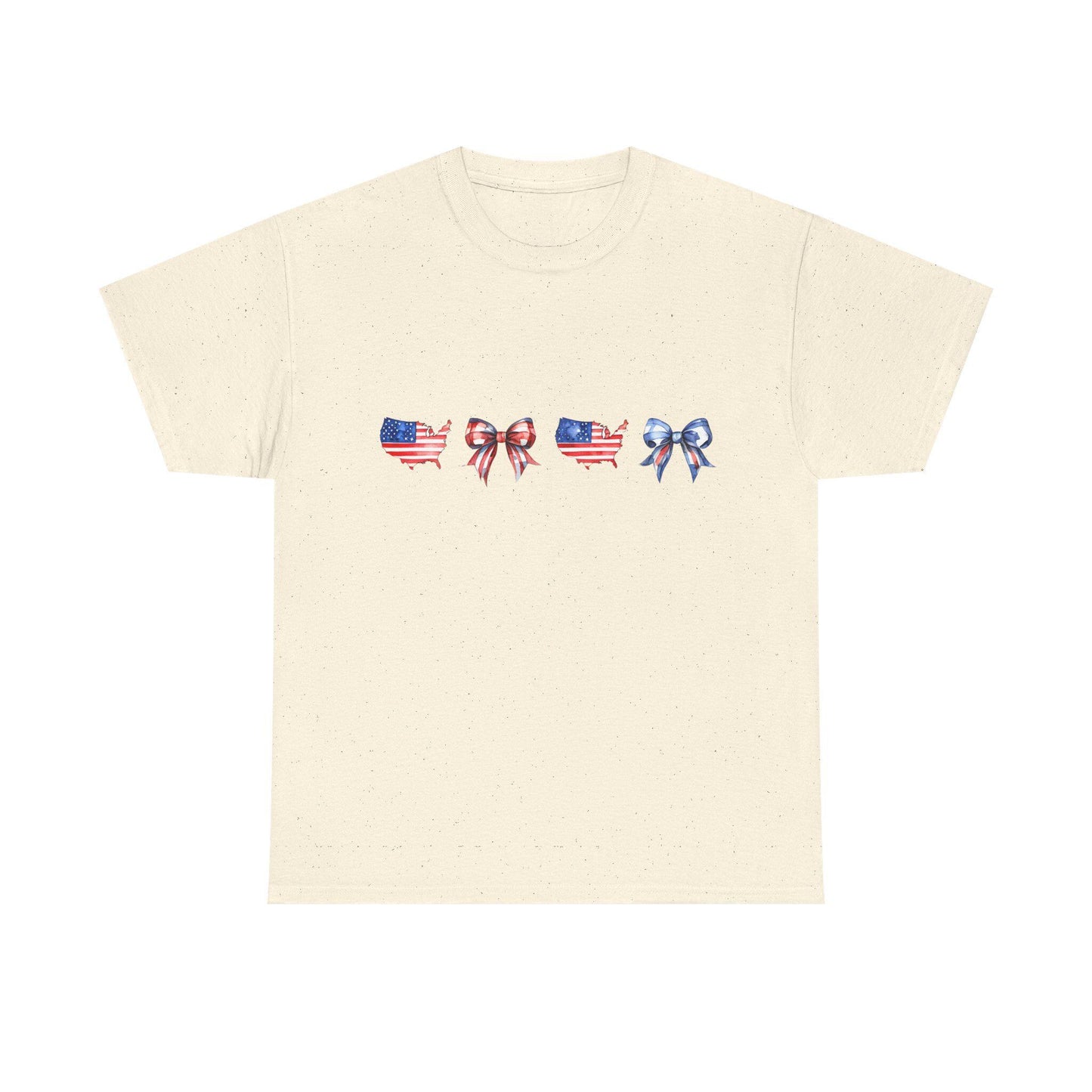 Unisex Cotton T-Shirt with Patriotic Bow Design | Perfect for 4th of July, Memorial Day, BBQs, Casual Wear, Gifts