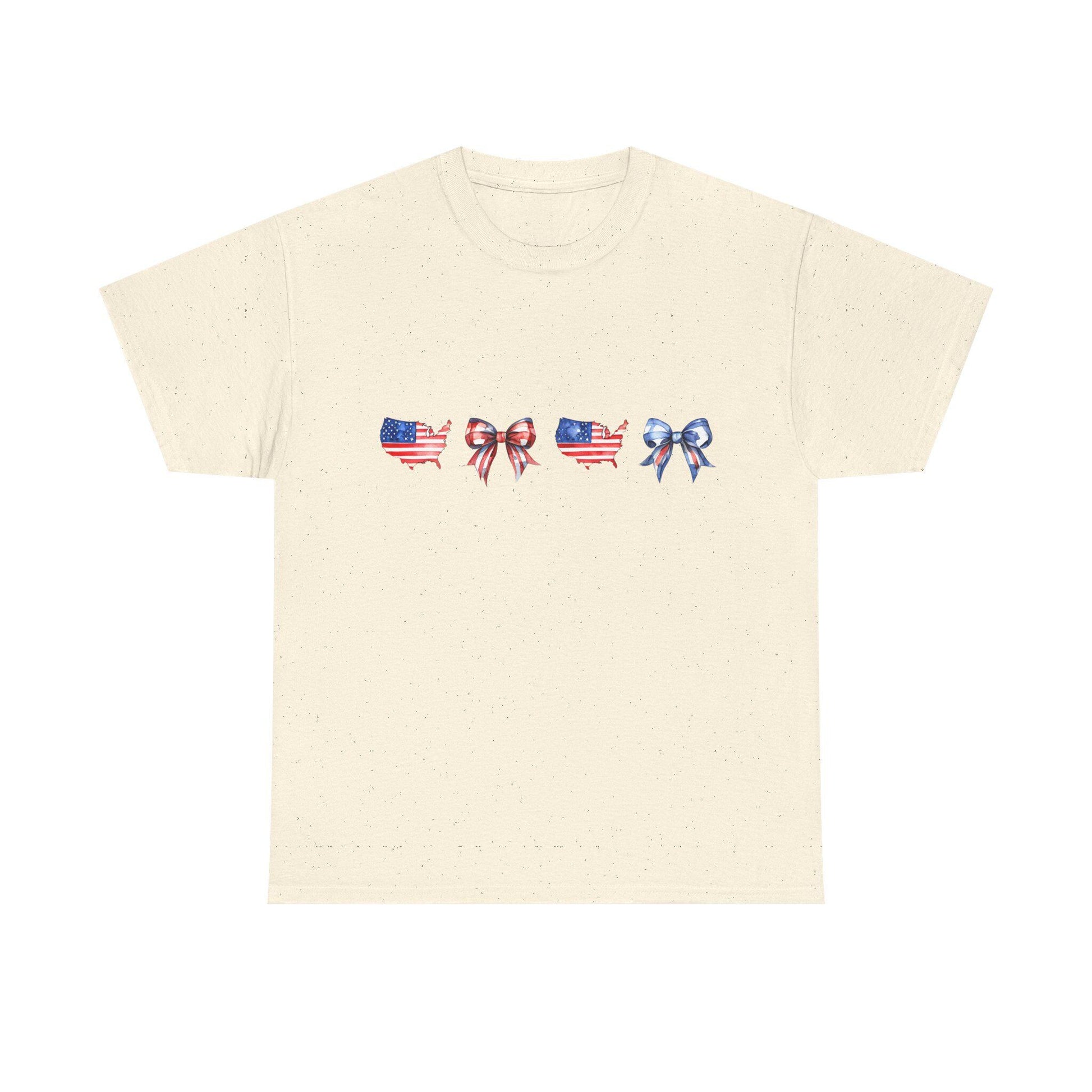 Unisex Cotton T-Shirt with Patriotic Bow Design | Perfect for 4th of July, Memorial Day, BBQs, Casual Wear, Gifts