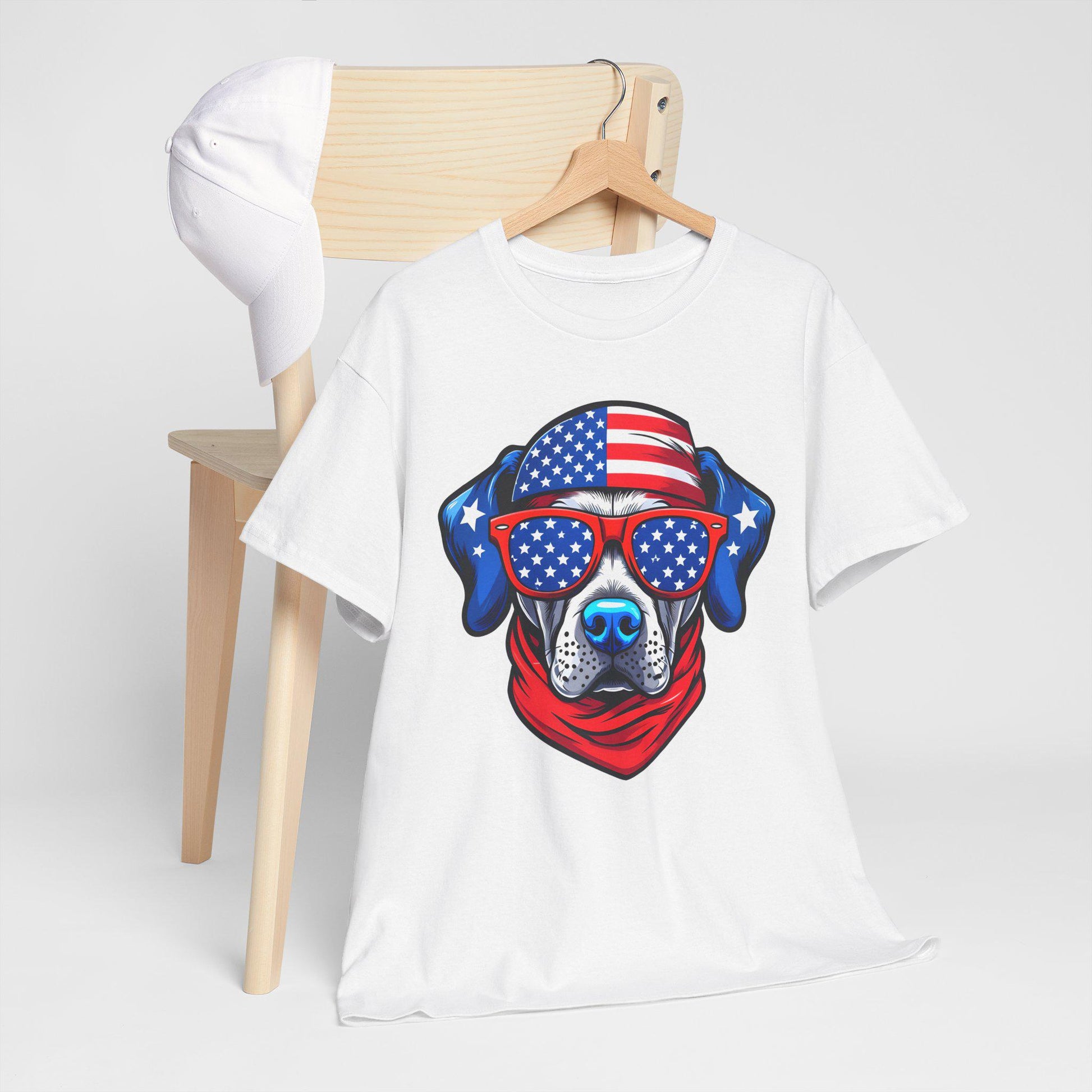 Patriotic Dog Tee - Unisex Heavy Cotton T-Shirt, Funny Pet Lover Gift, Summer BBQ, Independence Day Outfit, Dog Lover Apparel