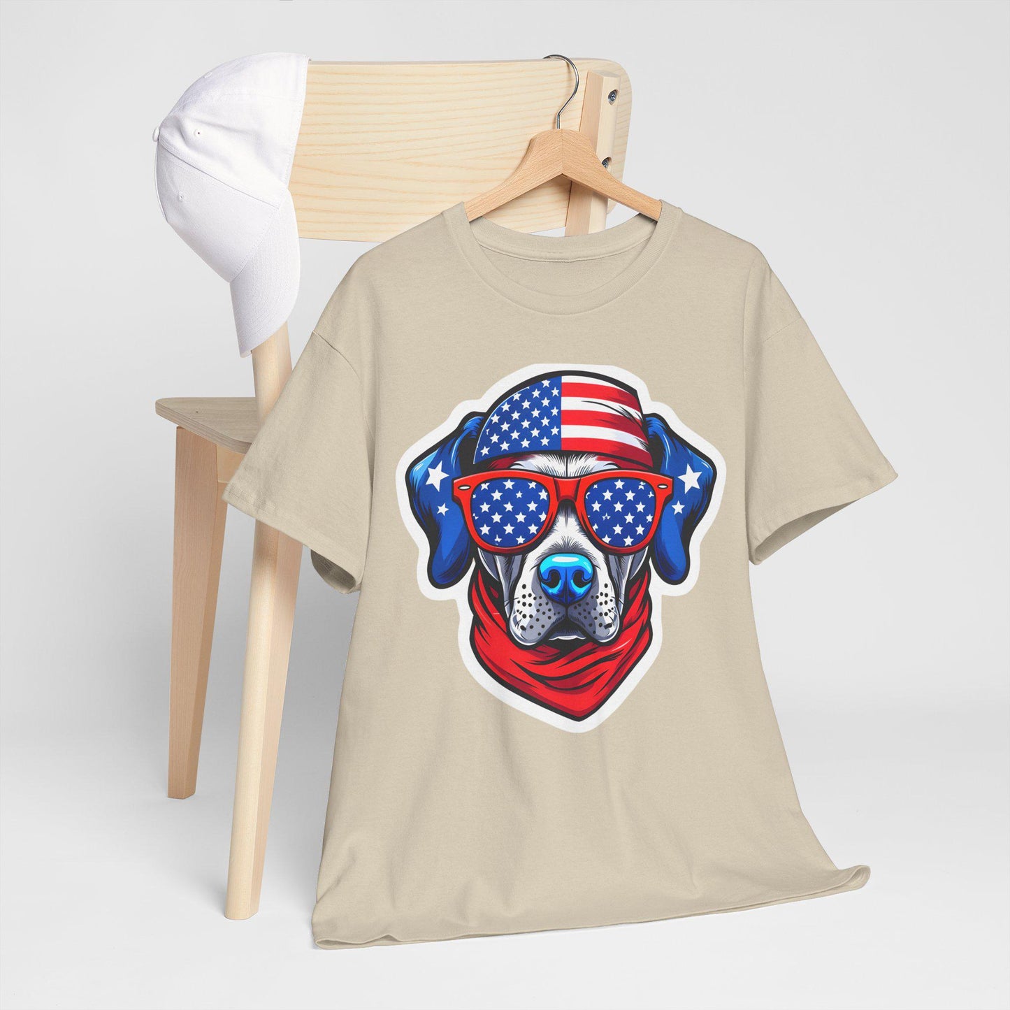 Patriotic Dog Tee - Unisex Heavy Cotton T-Shirt, Funny Pet Lover Gift, Summer BBQ, Independence Day Outfit, Dog Lover Apparel