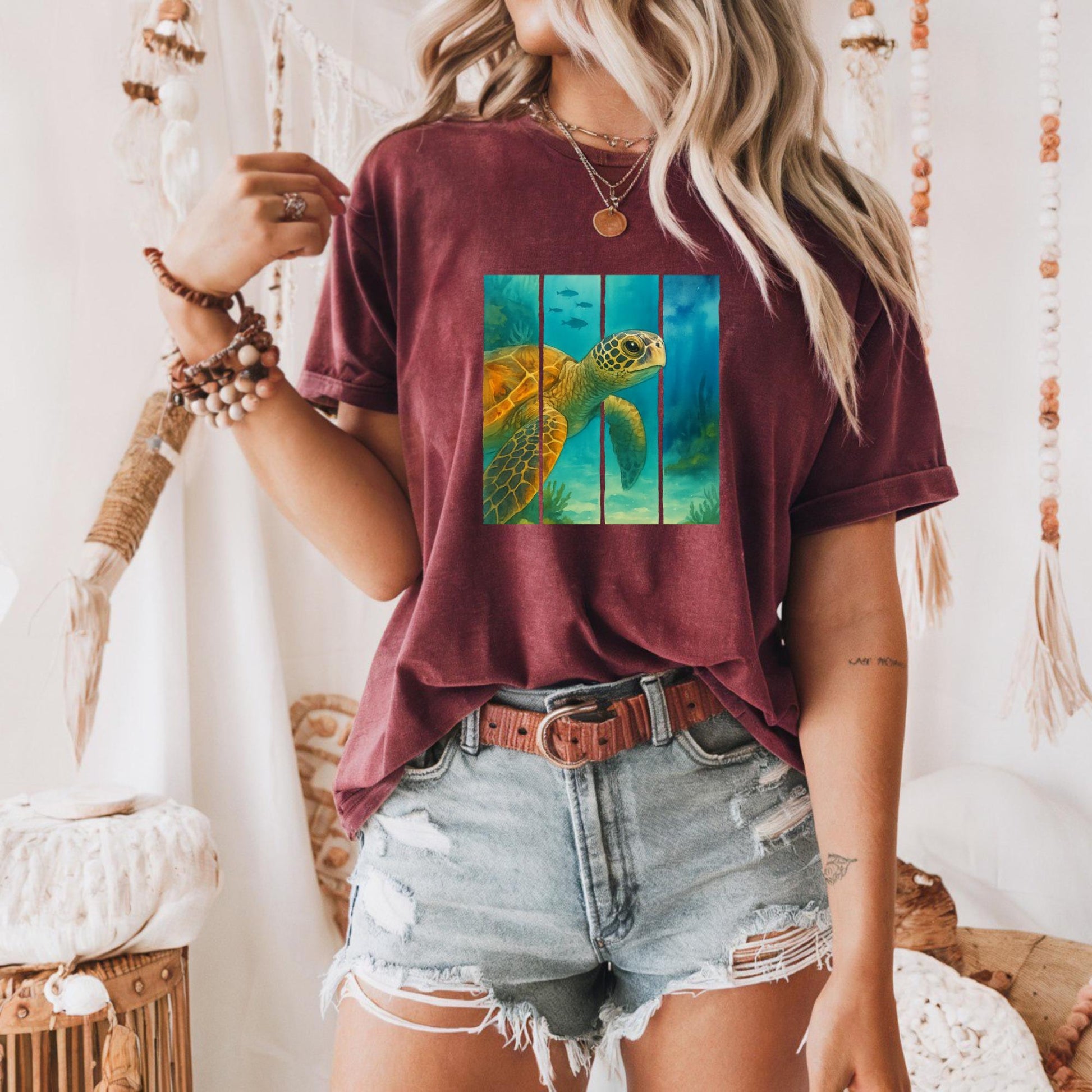 Sea Turtle Unisex Heavy Cotton Tee, Ocean Lover Gift, Eco-Friendly T-Shirt, Sea Life Apparel, Beach Vacation Outfit, Gift for Turtle Lovers