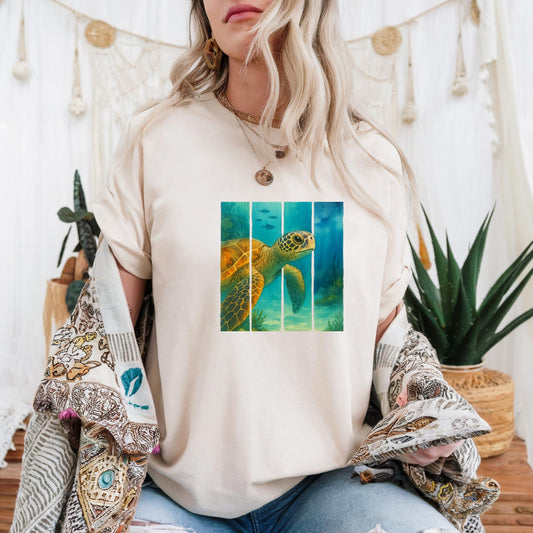 Sea Turtle Unisex Heavy Cotton Tee, Ocean Lover Gift, Eco-Friendly T-Shirt, Sea Life Apparel, Beach Vacation Outfit, Gift for Turtle Lovers