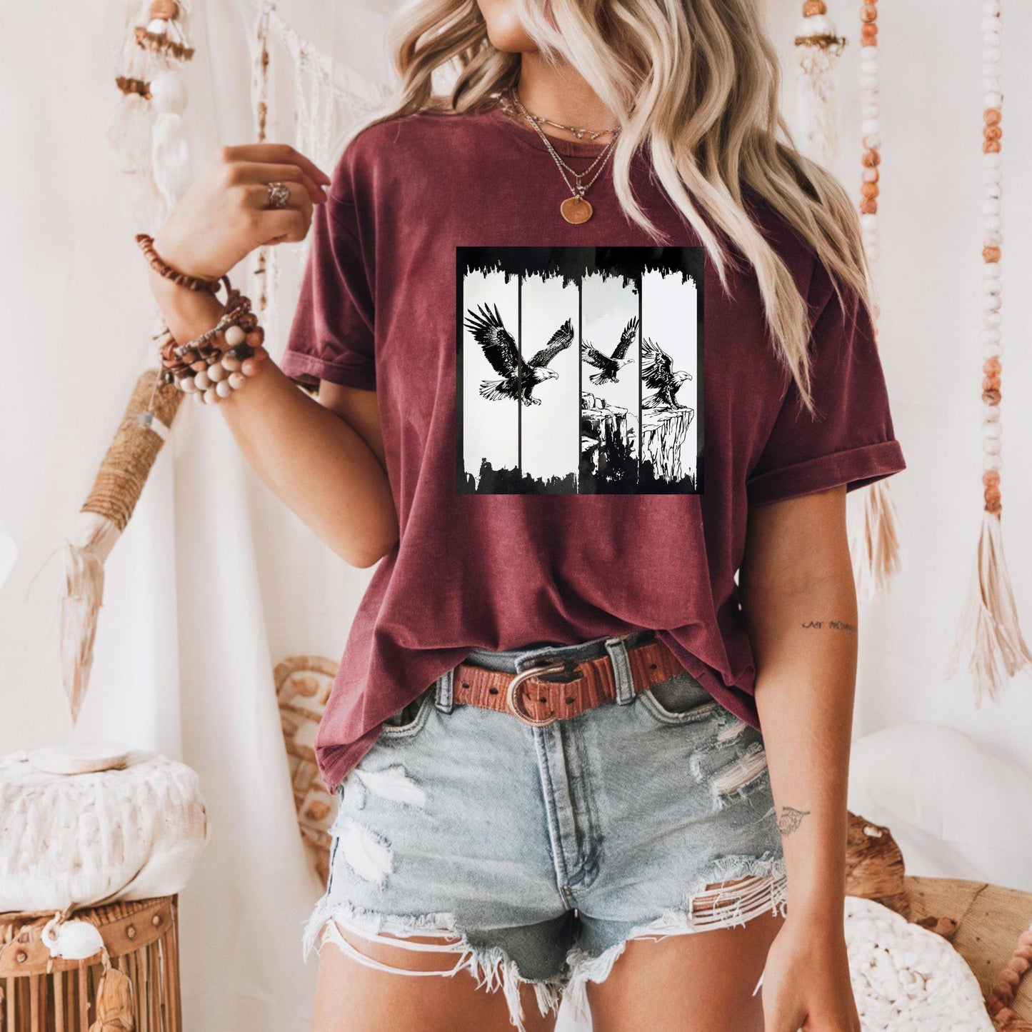 tylish Bird Graphic Tee Majestic Eagle T Shirt Nature Lover Gift Casual Summer Wear Eco Friendly Apparel Unique Art Top For Men Women