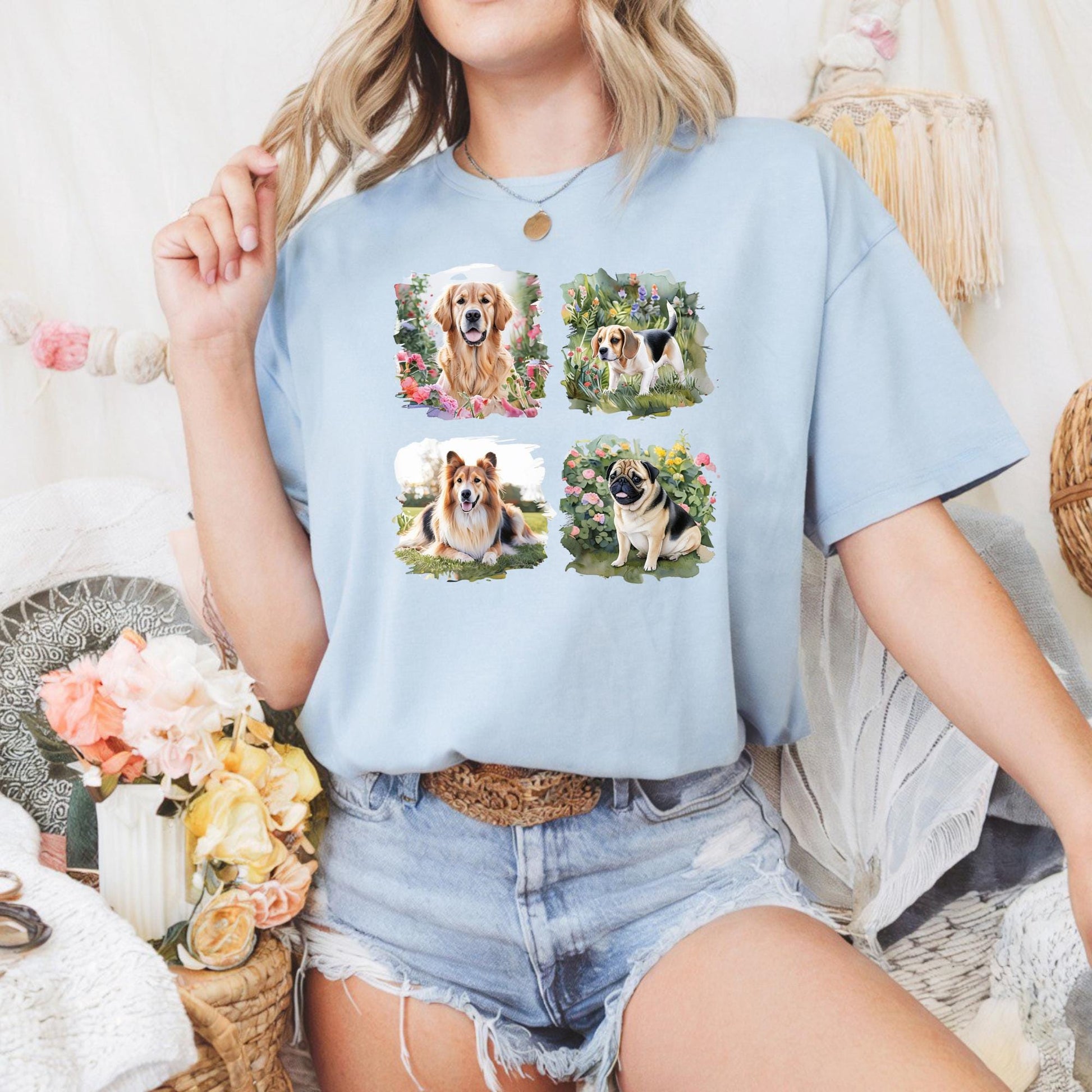 Dog Lovers Unisex Heavy Cotton T Shirt Cute Canine Graphic Tee Pet Enthusiasts Gift Casual Wear Animal Lovers Top Pet Owner Day Out gift