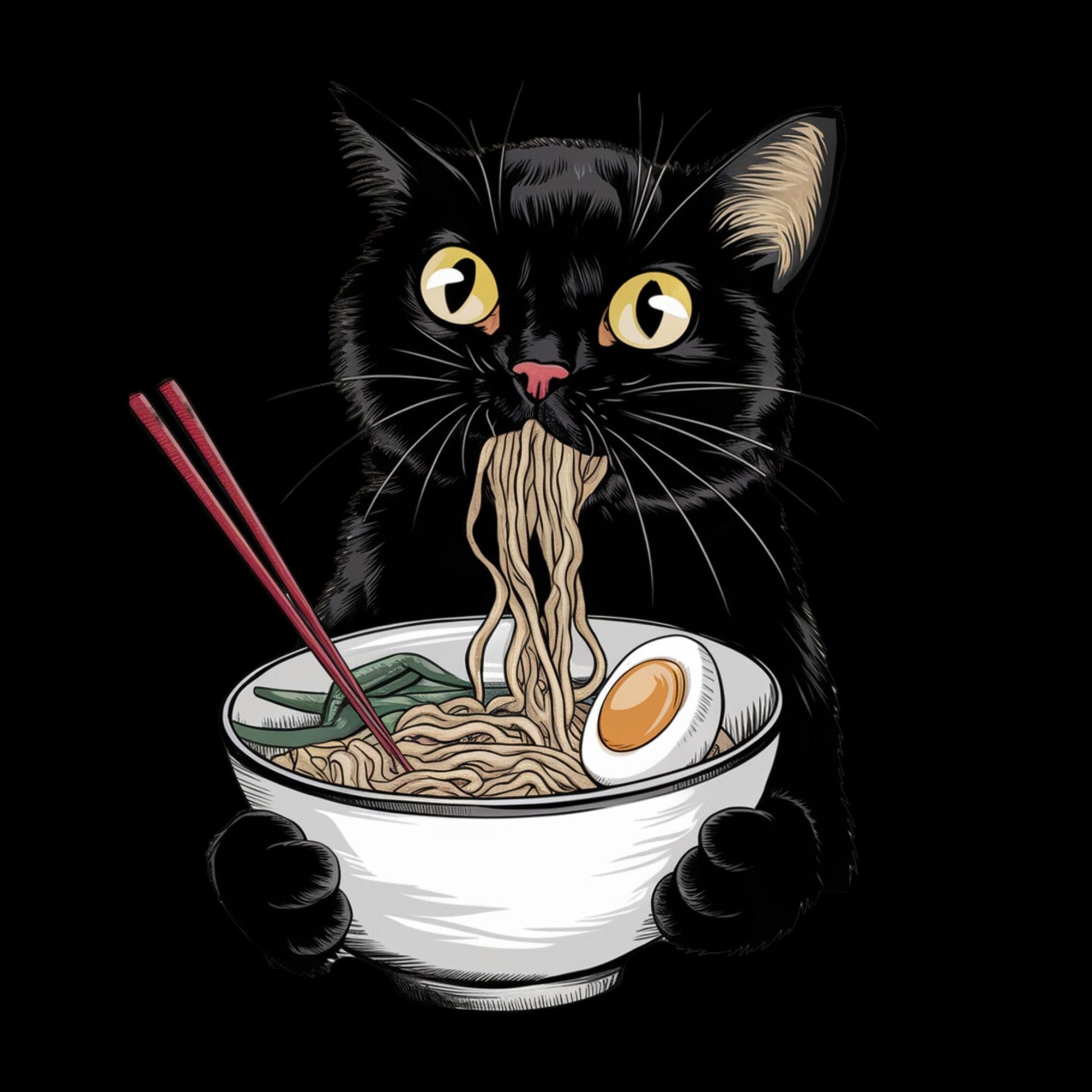 Cute Cat Png, Japanese Noodle Png, Cartoon Cat Png, Cat Eating Ramen, PNG Printable, Sublimation Design, Digital PNG, My Ramen Gift Png