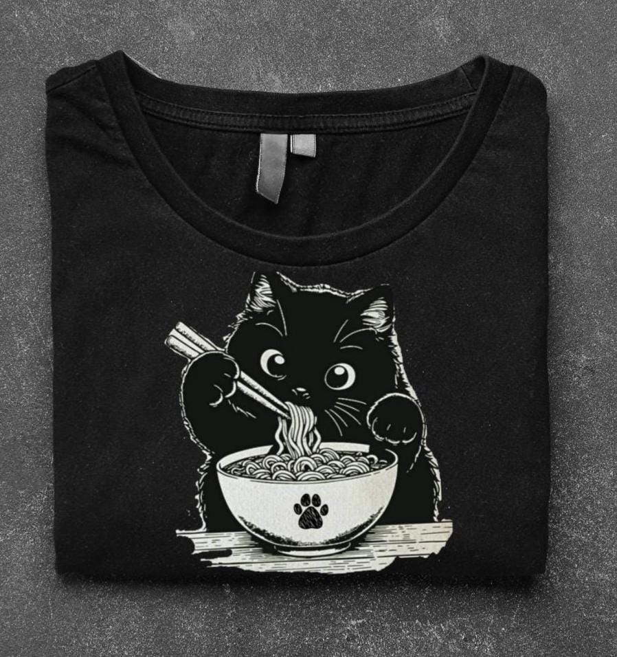 Noodle Cat Shirt, Cat Sweatshirt, Ramen Cat Shirt, Cat Mom Shirt, Cat Tee, Cat Lover Shirt, Animal Lover Tee, Cat Lovers Tee, Gift for Mom