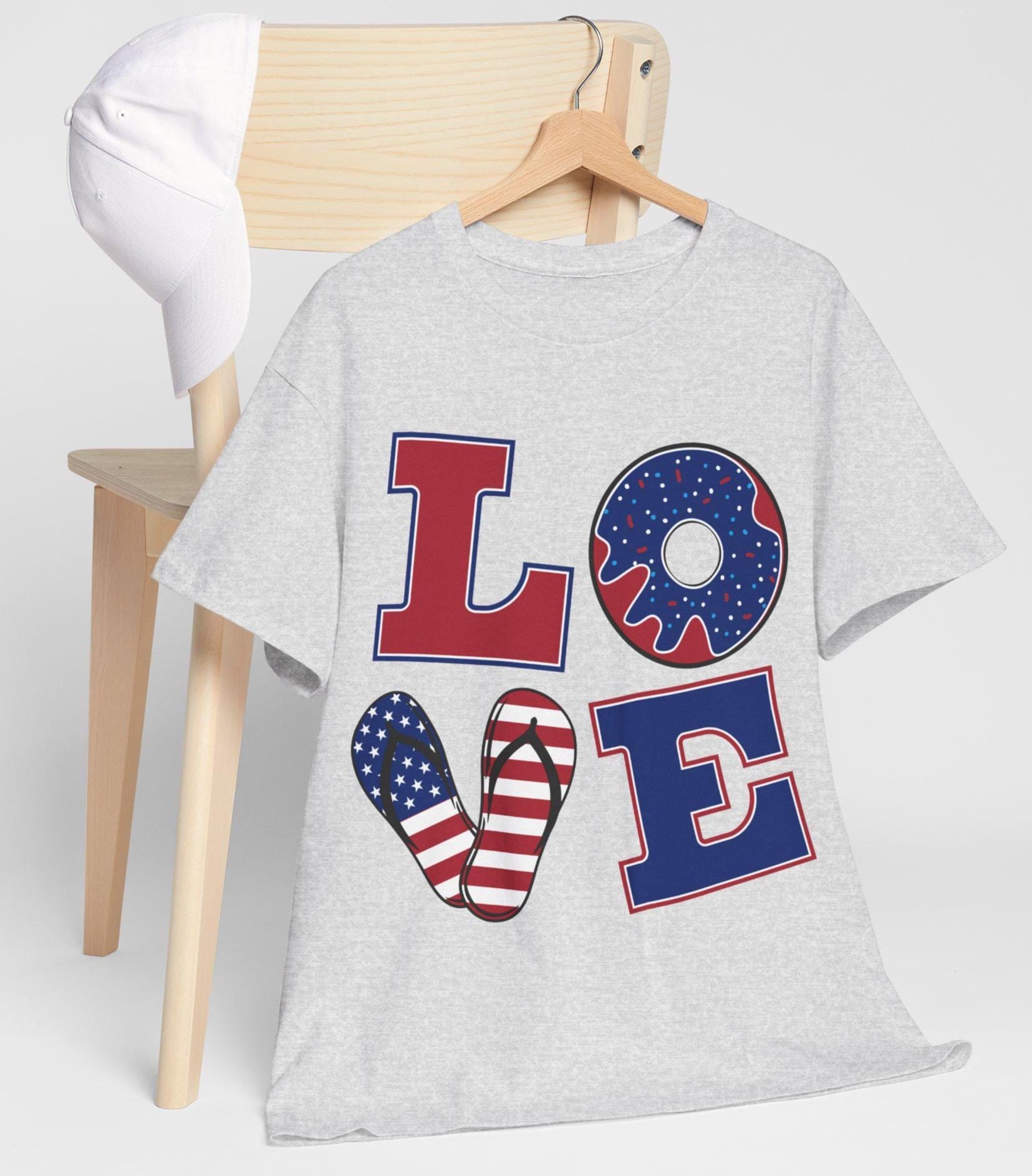 Patriotic Love T Shirt Unisex Heavy Cotton Tee Americana Style Fourth Of July Independence Day Graphic Casual Summer BBQ Gift For Him Her