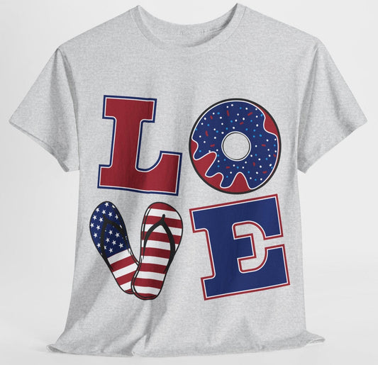 Patriotic Love T Shirt Unisex Heavy Cotton Tee Americana Style Fourth Of July Independence Day Graphic Casual Summer BBQ Gift For Him Her