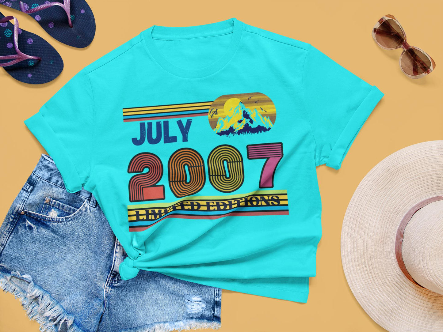 2007 Birthday T-Shirt – 18th Birthday Gift – Born in June 2007 Tee – Vintage Style Unisex Shirt