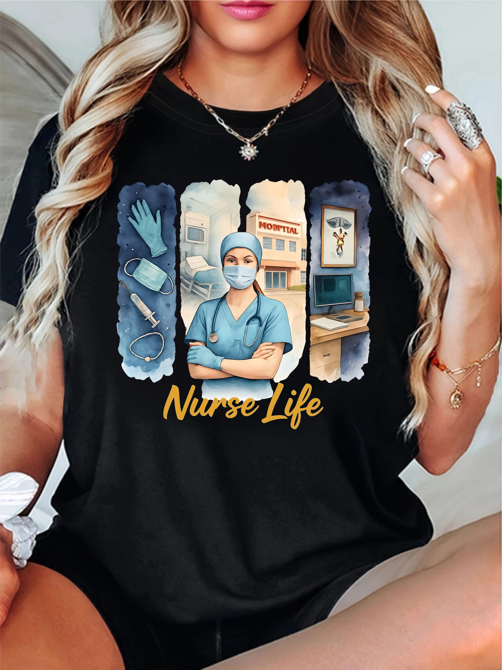 Nurse Life T Shirt Healthcare Worker Graphic Tee Nurse Appreciation Gift Medical Uniform Top Casual Unisex Shirt For Women Men