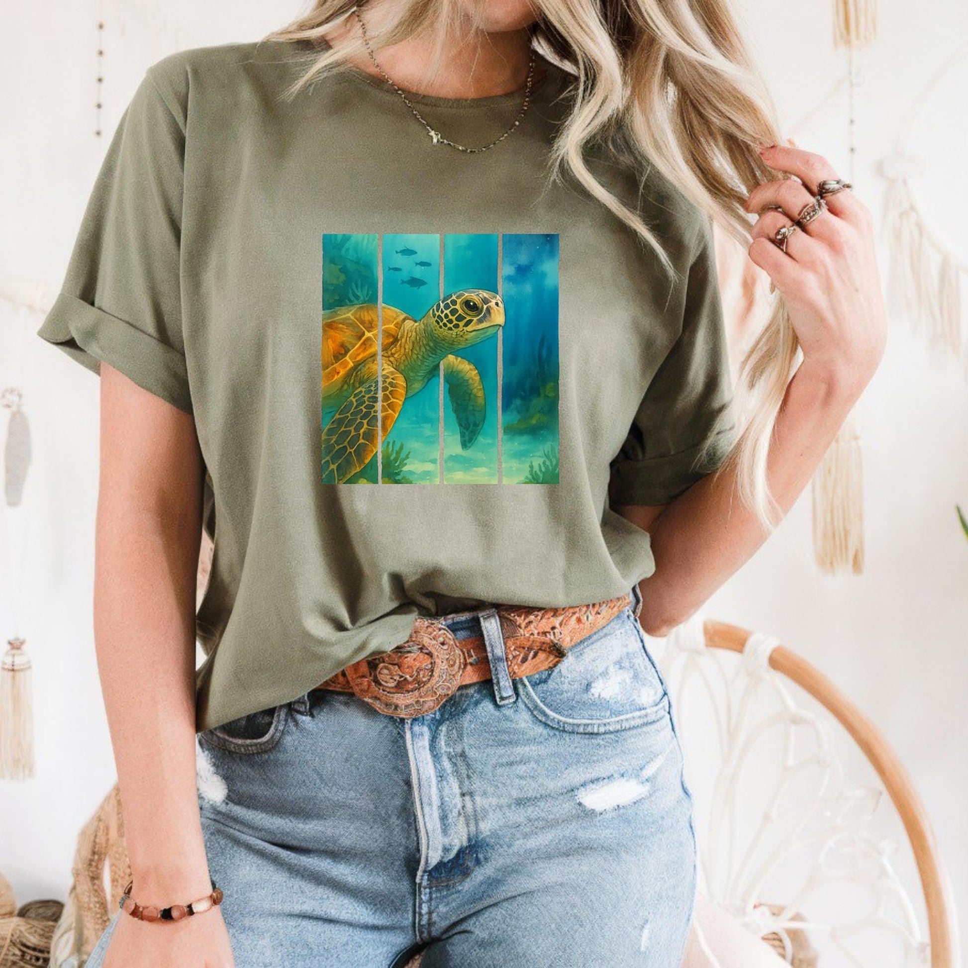 Sea Turtle Unisex Heavy Cotton Tee, Ocean Lover Gift, Eco-Friendly T-Shirt, Sea Life Apparel, Beach Vacation Outfit, Gift for Turtle Lovers