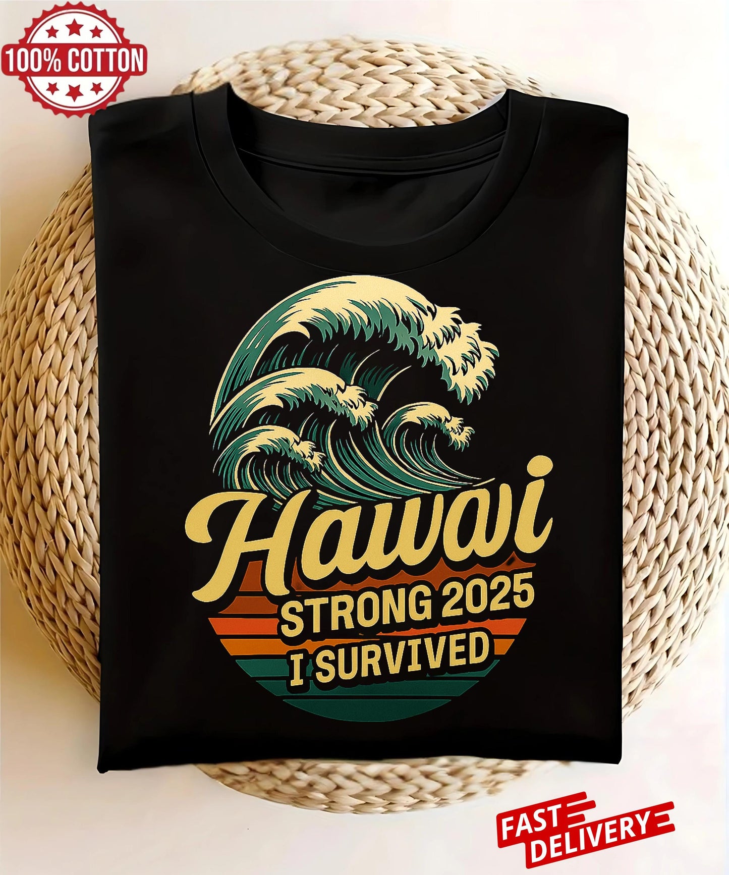 Hawaiian Survival Tee, Surfing Shirt, Ocean Wave T-Shirt, Adventure Apparel, Beach Vacation Top, Summer Graphic Tee,Tsunami
