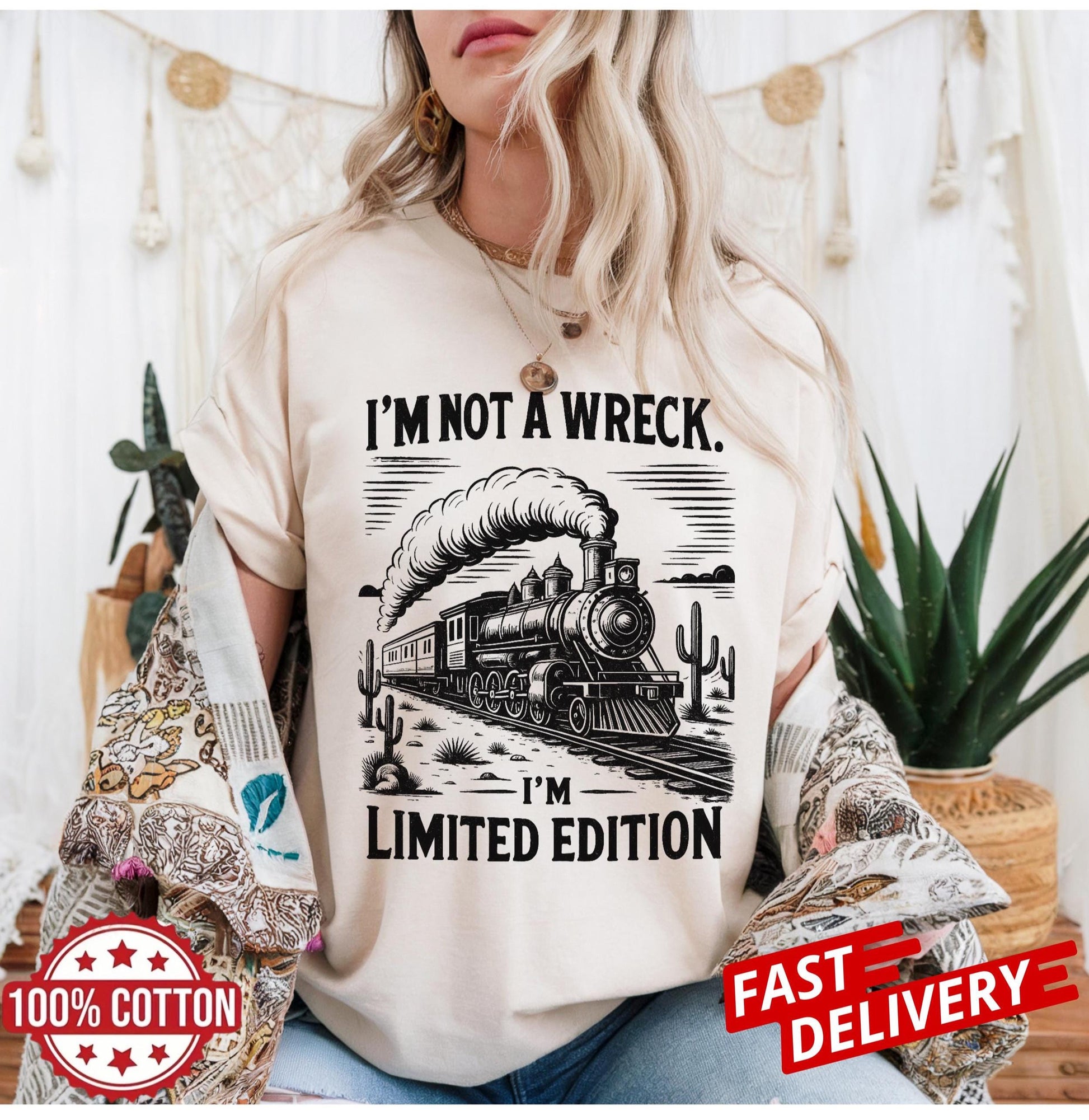 Im Not A Wreck Im Limited Edition Train Vintage T Shirt Funny Retro Railroad Tee Humor Graphic Top Unisex Casual Gift For Train Lovers