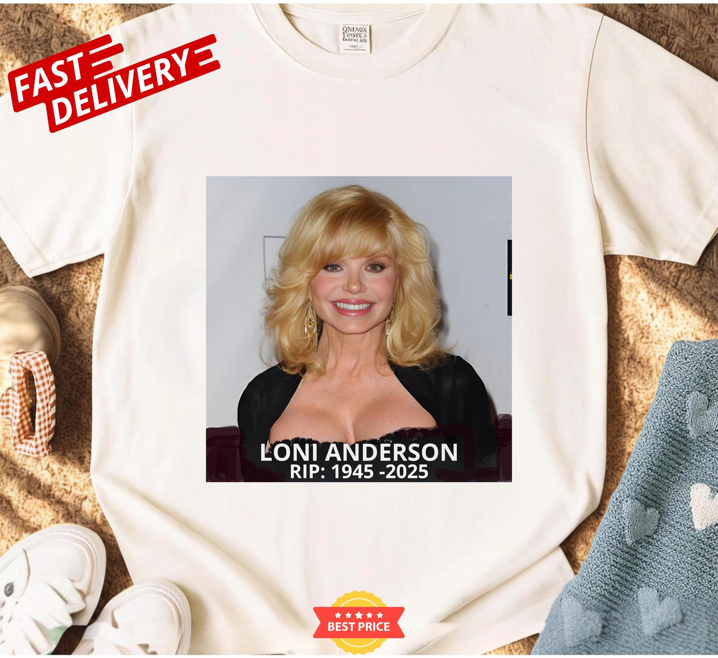 Vintage Loni Anderson RIP 1945 2025 Tribute Tee Retro 80s WKRP inial TShirt Cincinnati Bootleg Shirt Celebrity Memor