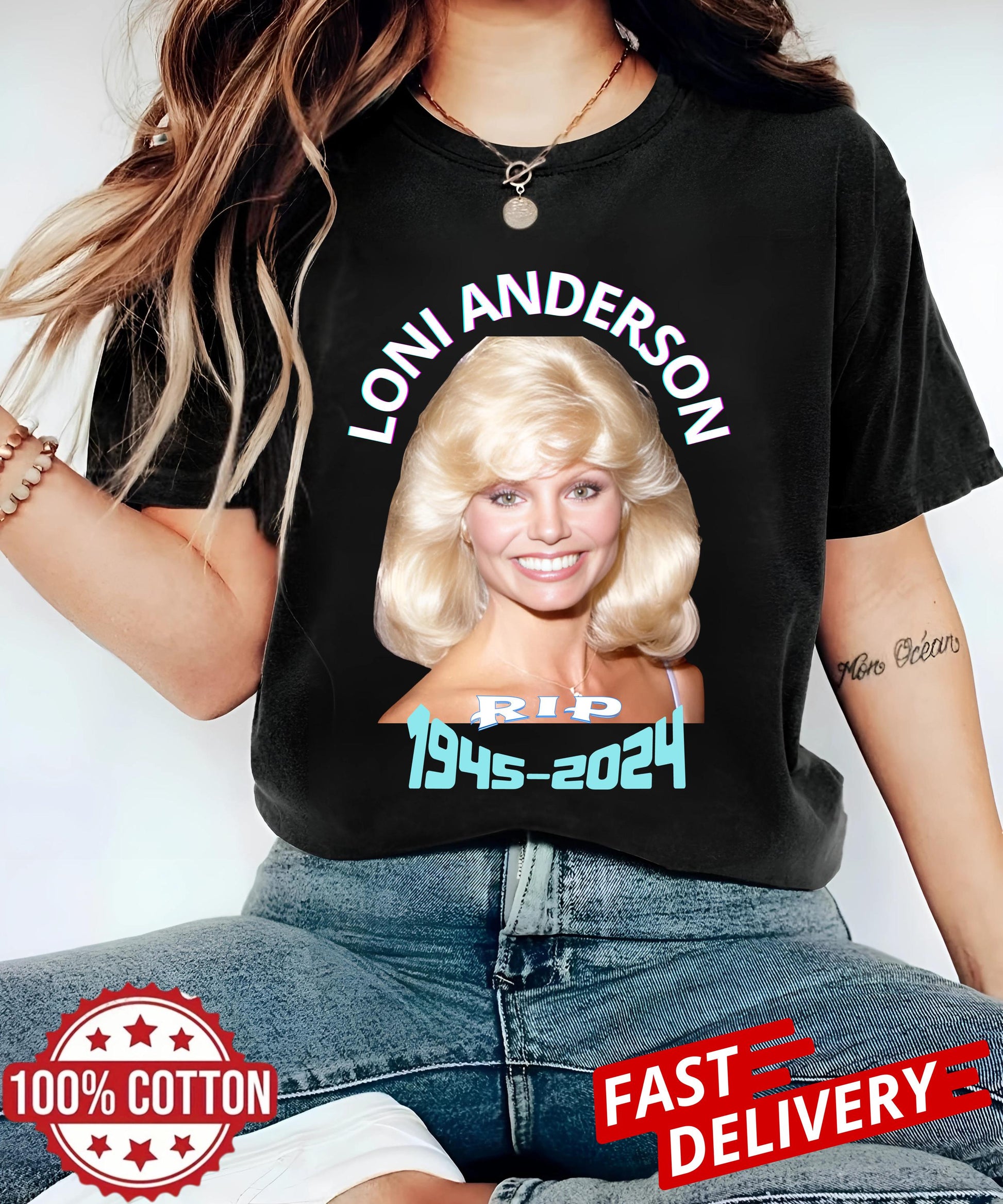 Vintage Loni Anderson RIP 1945–2025 Tribute Tee | Retro 80s WKRP in Cincinnati Bootleg Shirt | Celebrity Memorial T‑Shirt