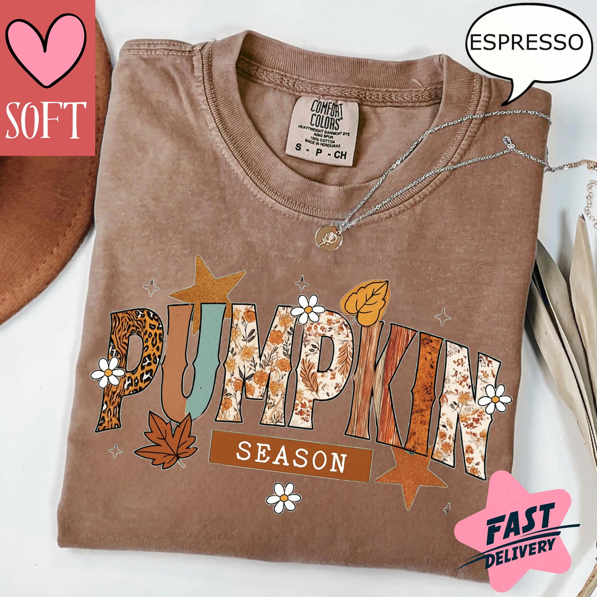 Comfort Colors® Pumpkin Season Shirt Retro Fall Graphic Tee Vintage Autumn Leaves T Shirt Cozy Thanksgiving Outfit For Women And Men