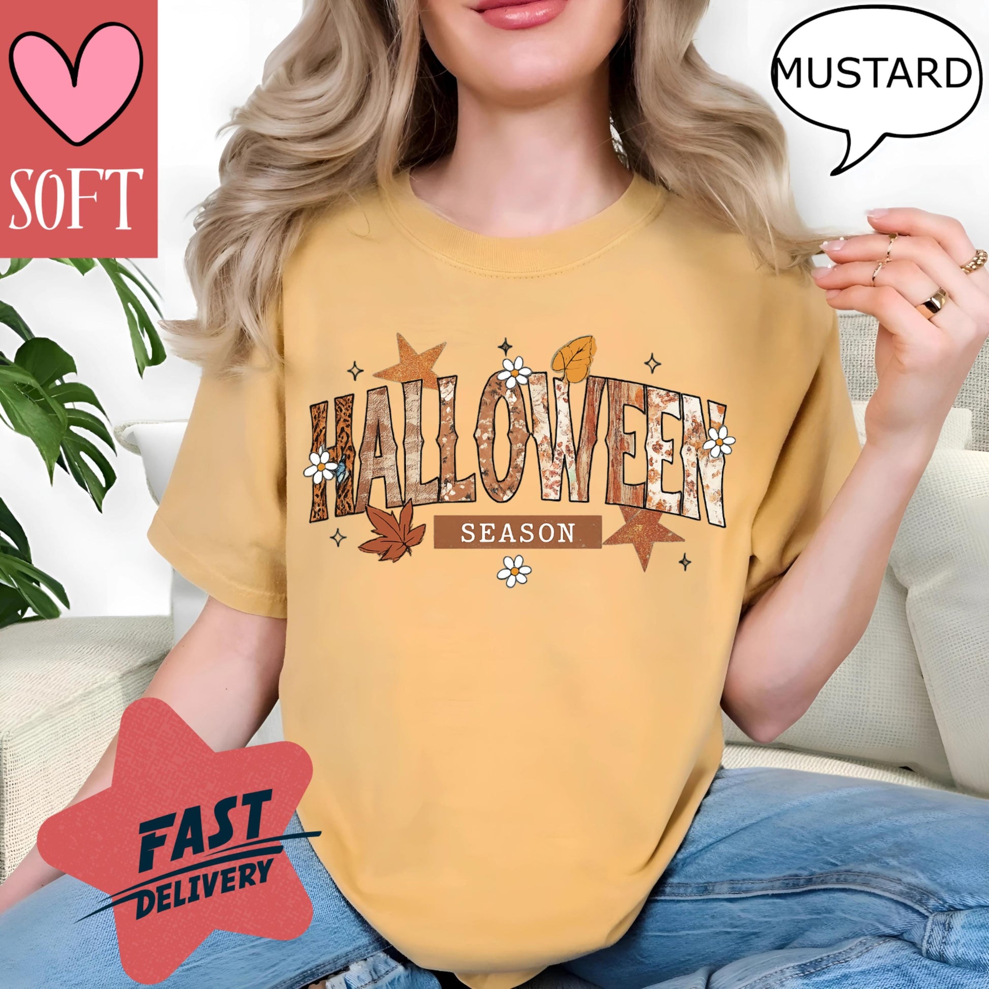 Comfort Colors Halloween Graphic Tee Celebration Shirt Vintage Autumn Leaves Retro Spooky Season T Shirt October Party Outfit For Men Women