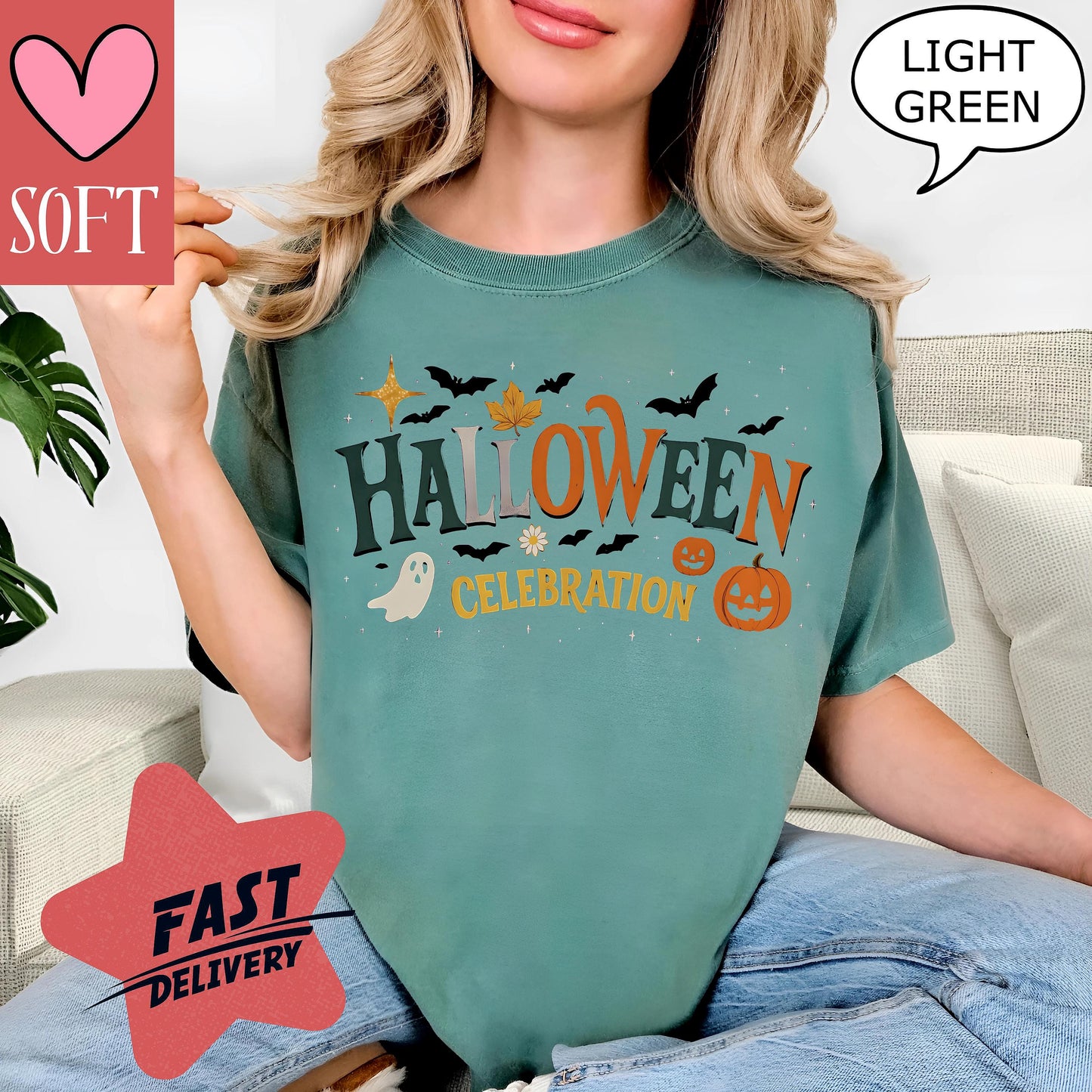 Comfort Colors® Halloween Celebration T-Shirt Retro Vintage Fall Tee Autumn Graphic T-Shirt Spooky Season Outfit for October Parties