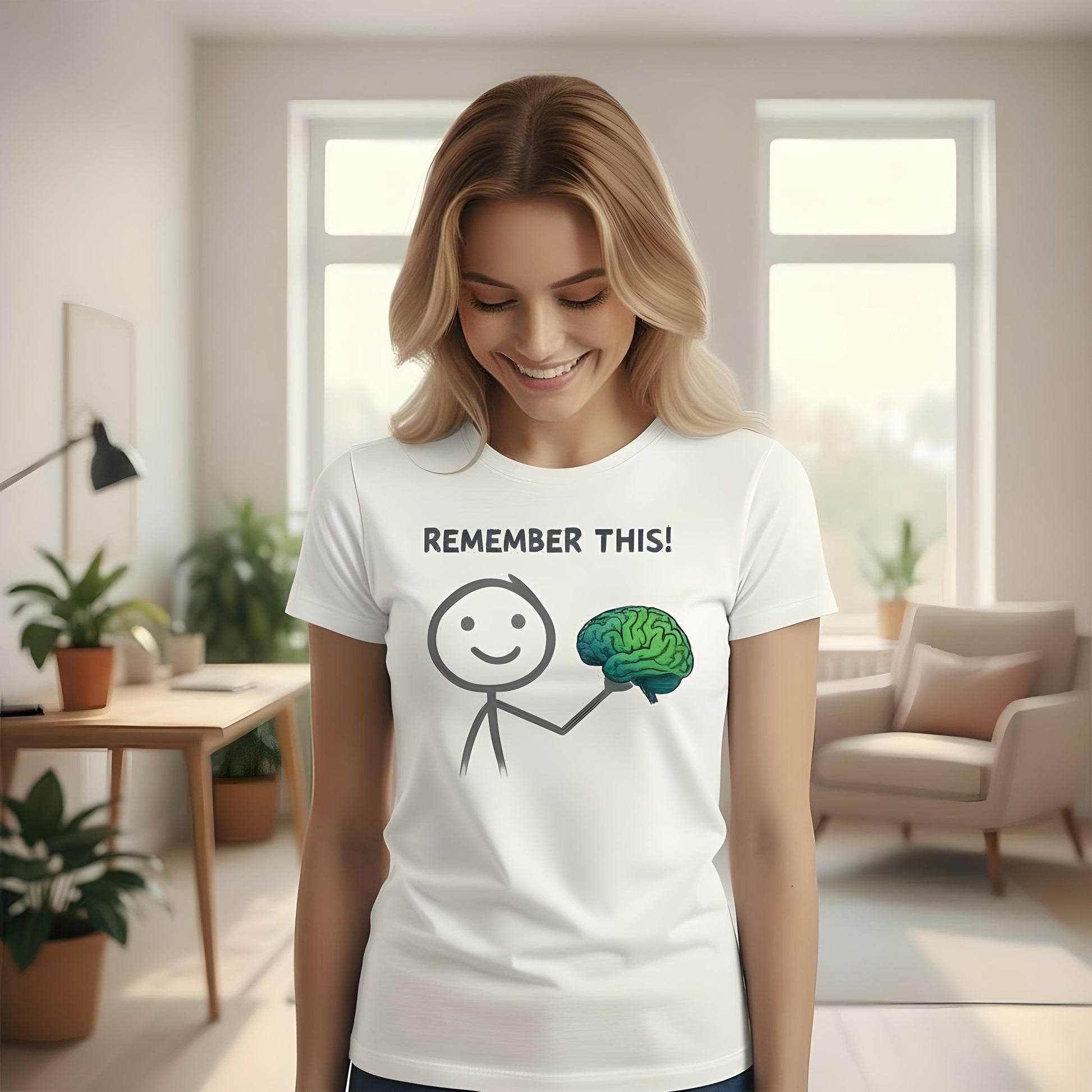 Red Funny Brain T Shirt Remember This Cartoon Graphic Tee Unisex Casual College Humor Top Geek Psychology Shirt Nerd Gift Smart Tee For Him