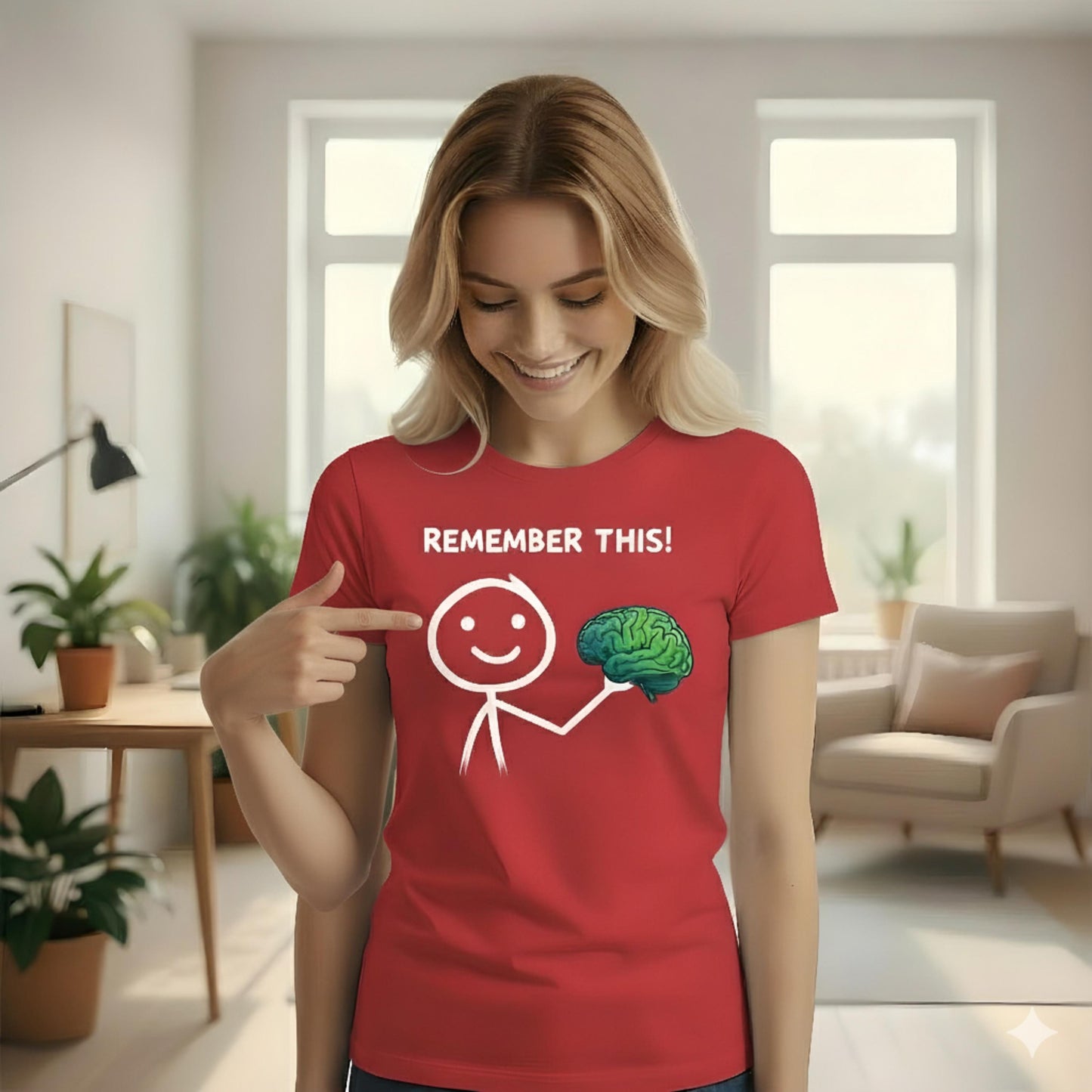 Funny Brain Cartoon T Shirt Remember This Red Graphic Tee Unisex Nerd Humor Casual Top Psychology Shirt Geek Gift Smart Tee For Him Her