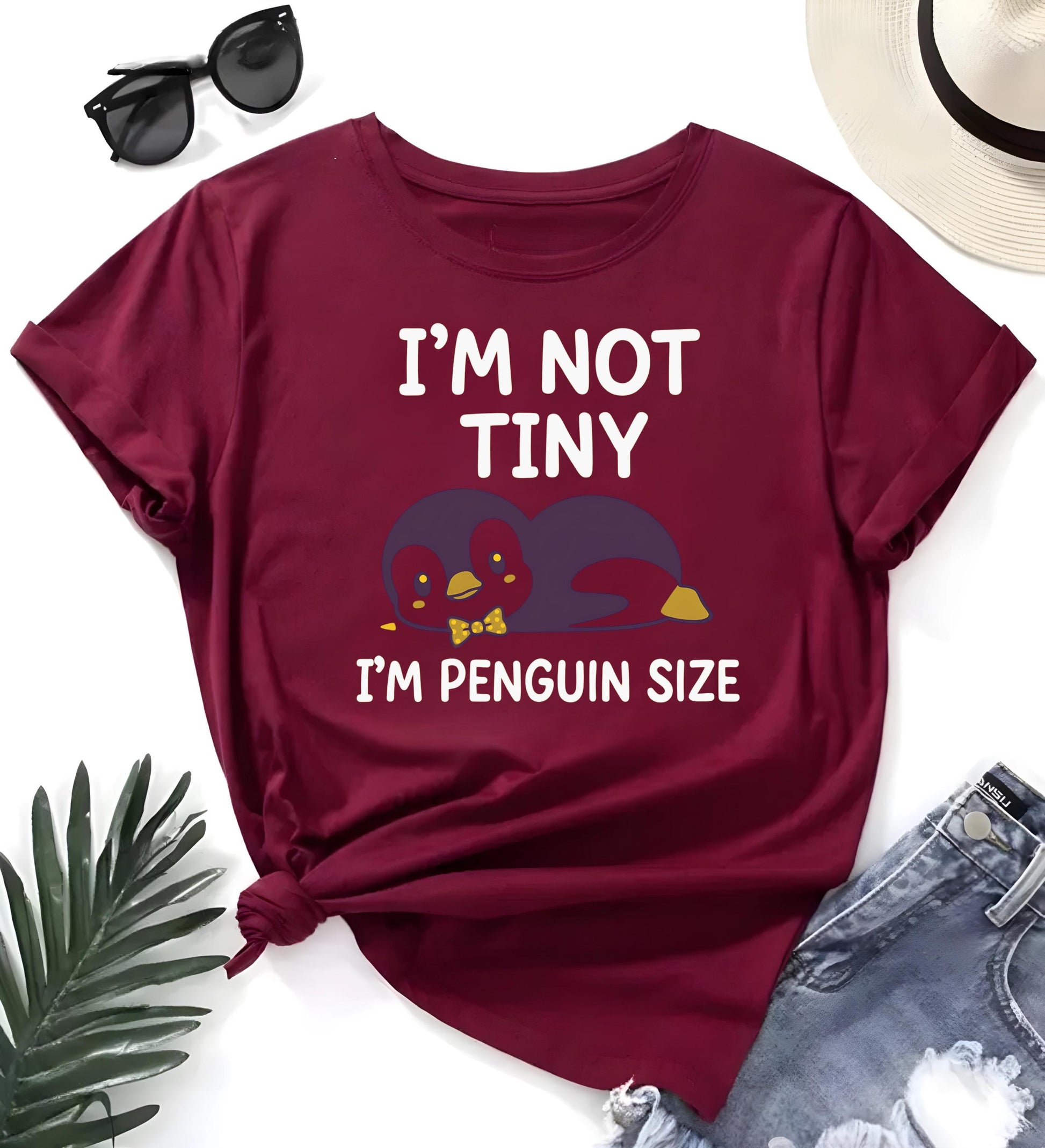Funny Penguin T Shirt Im Not Tiny Im Penguin Size Cute Cartoon Graphic Tee Unisex Casual Top Penguin Lover Shirt Geek Nerd Gift For Him Her